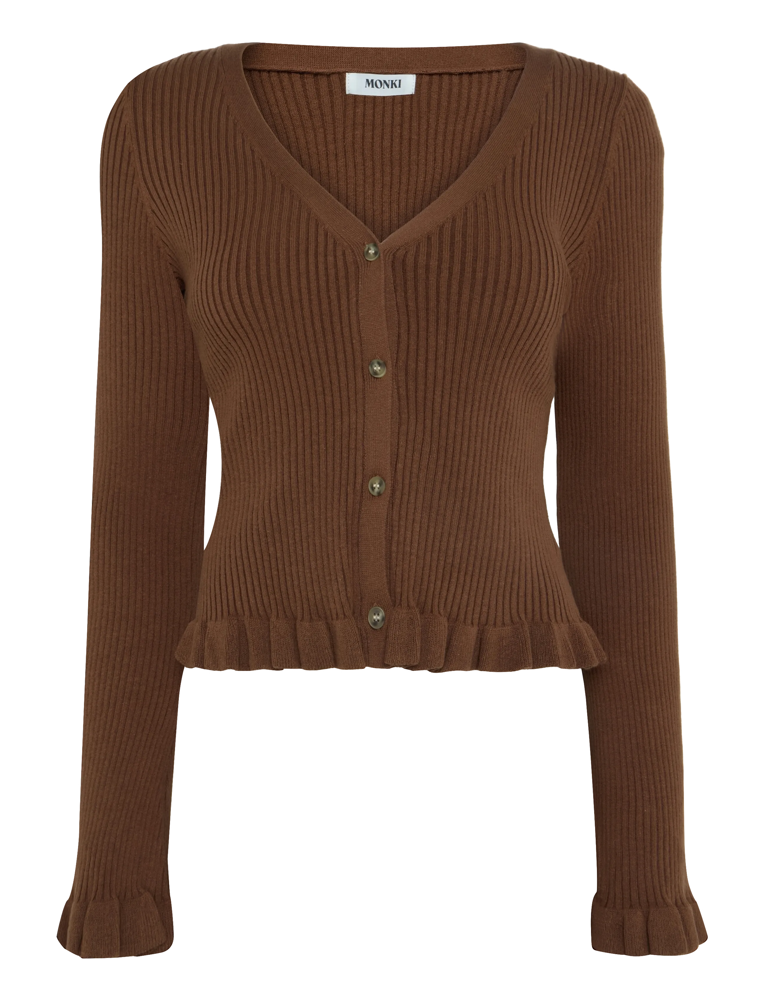 Monki V-Neck Knitted Cardigan - Modetrender - BROWN MEDIUM DUSTY / brown