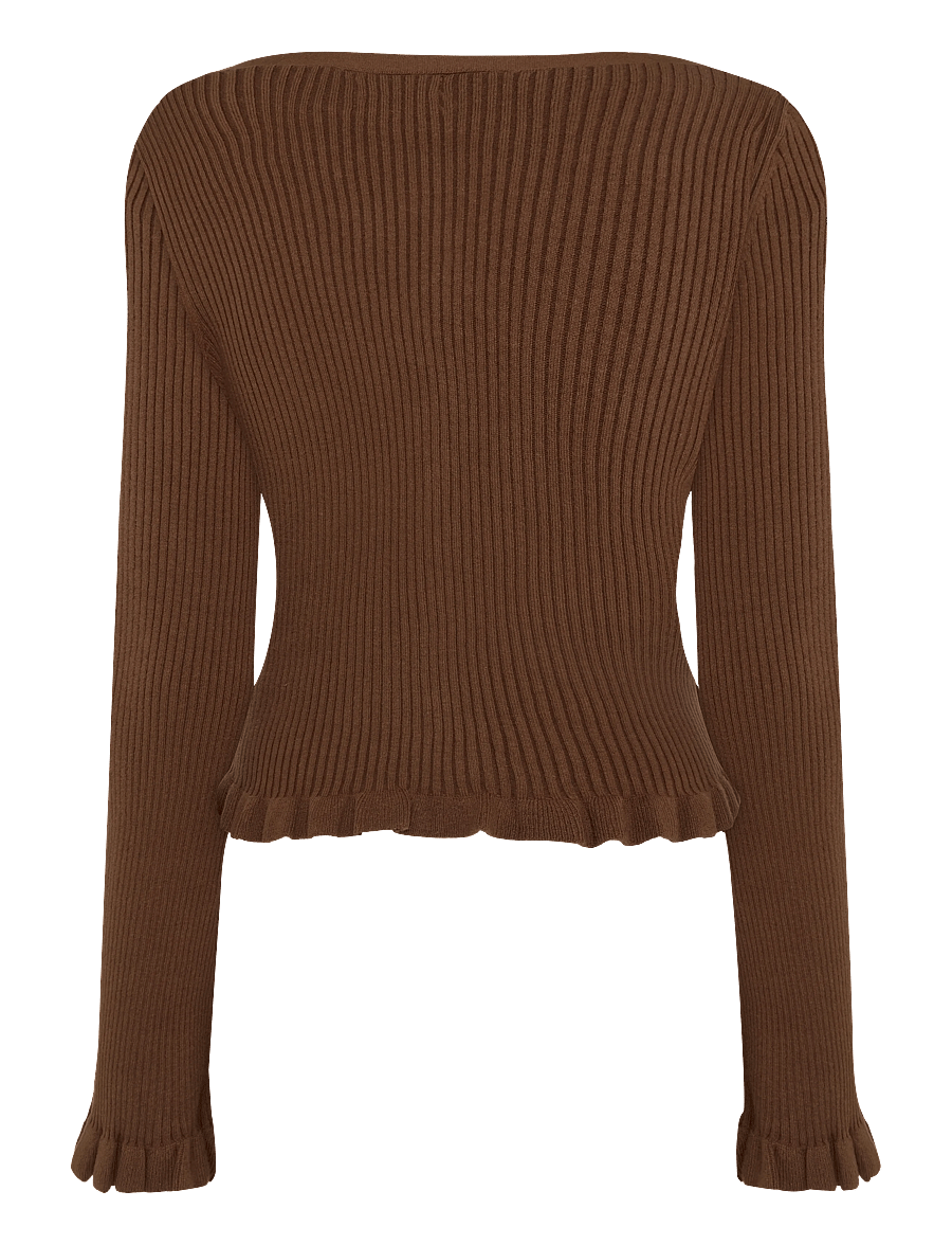 Monki - V-Neck Knitted Cardigan - strickjacken - brown medium dusty - 1