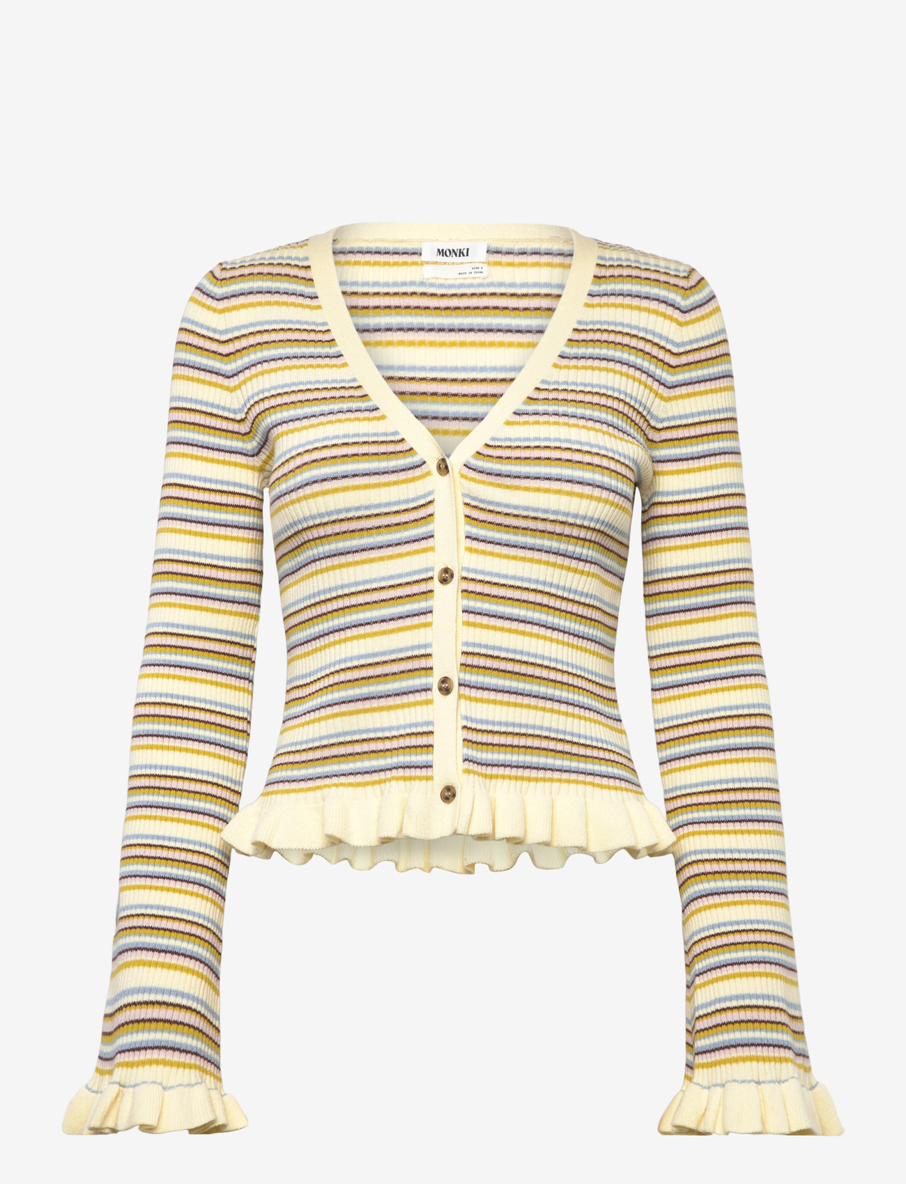 Monki - Flouncy button up cardigan - cardigans - yellow dusty light - 0