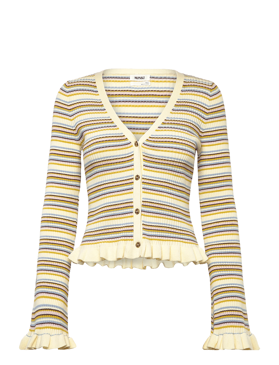 Monki - V-Neck Knitted Cardigan - strickjacken - yellow dusty light - 0