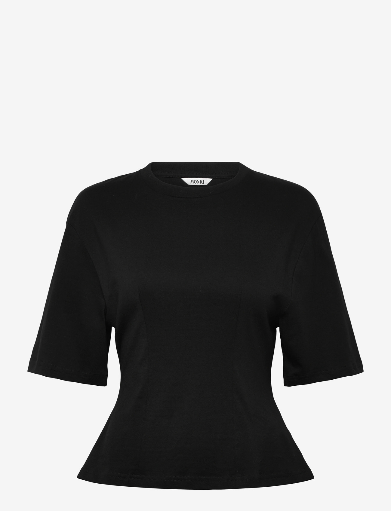 Monki - Fitted Dart Detail T-shirt - t-shirts - black dark - 0