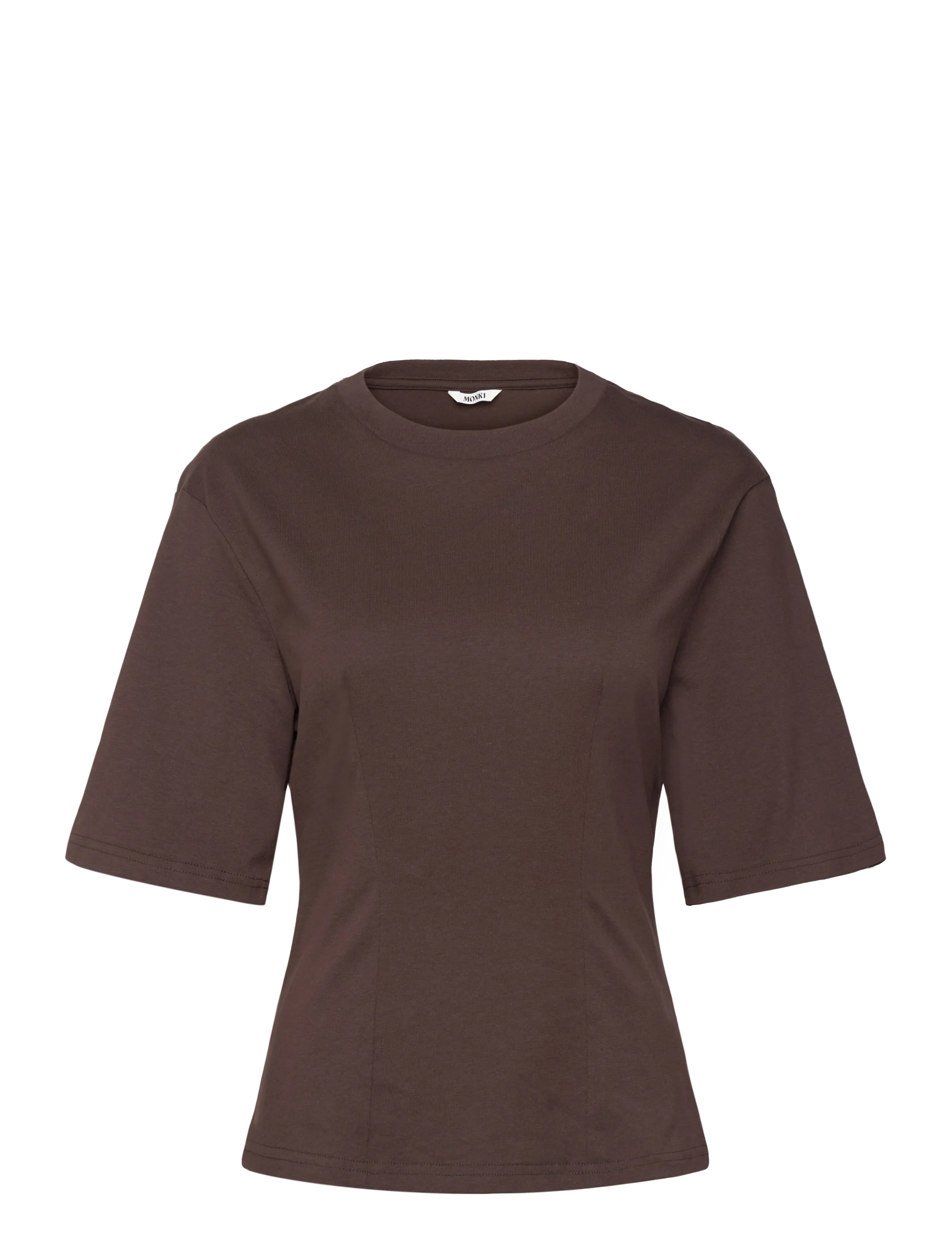 Monki Fitted Dart Detail T-shirt - Kläder - BROWN DARK / brown