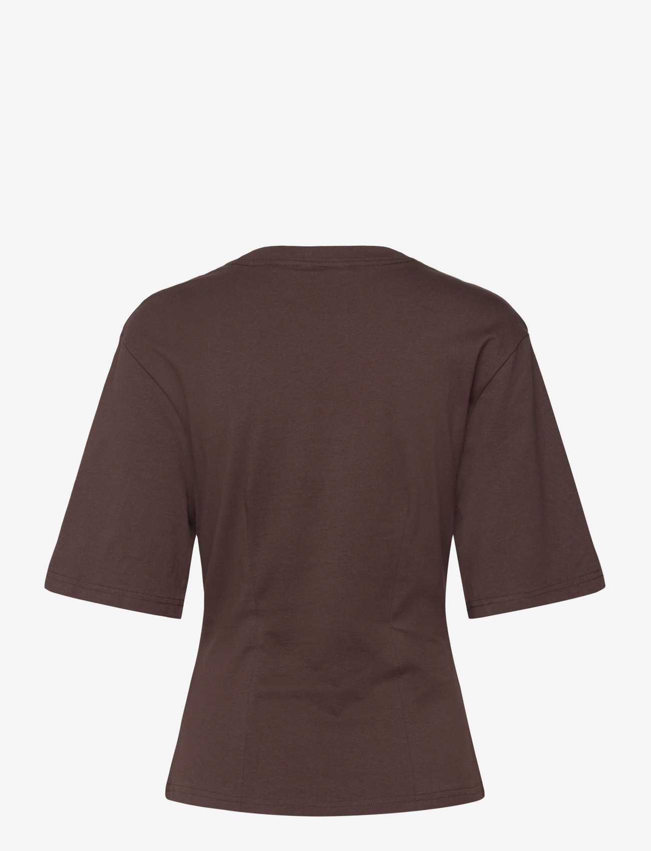 Monki - Fitted Dart Detail T-shirt - t-shirts - brown dark - 1