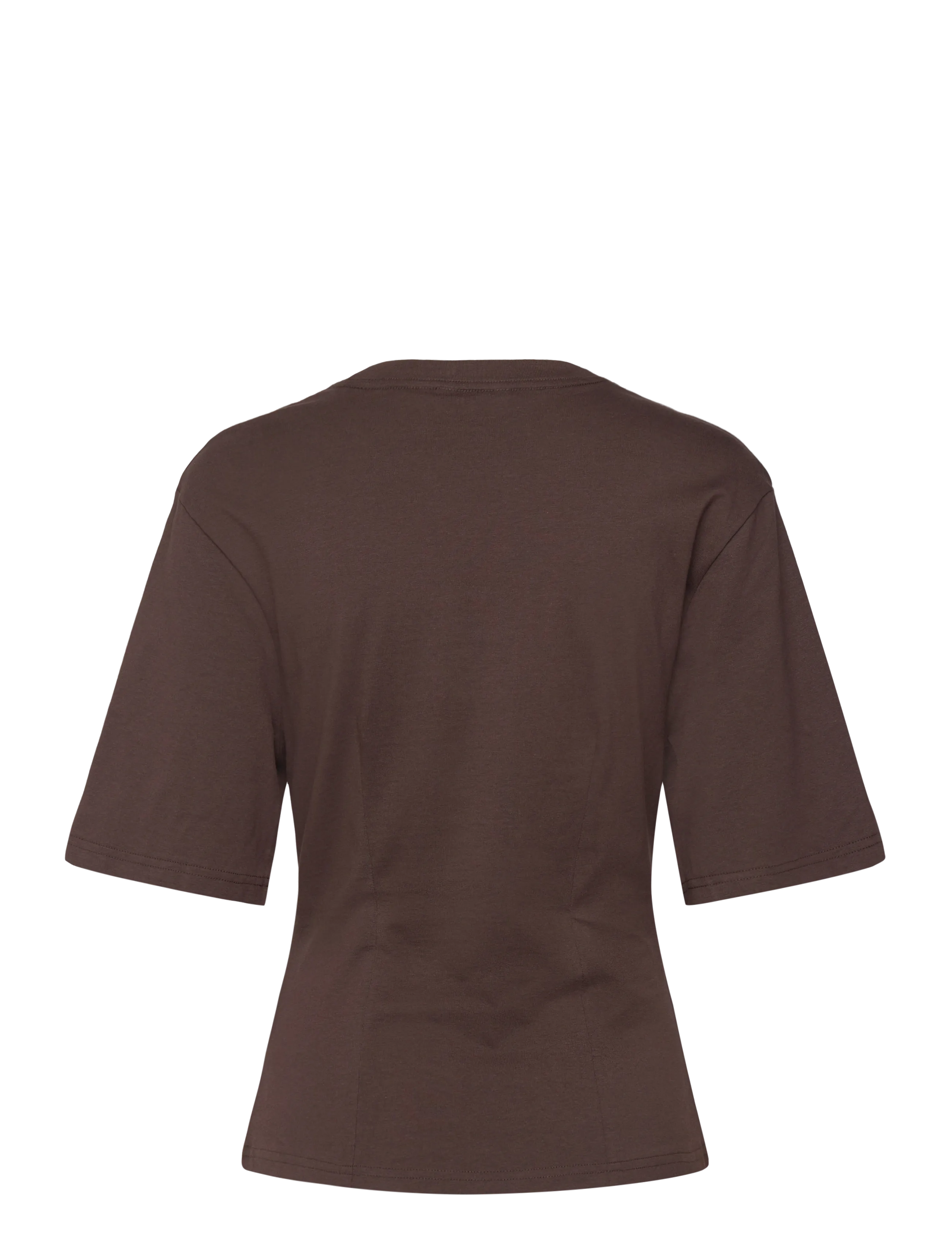Monki - Fitted Dart Detail T-shirt - t-shirts - brown dark - 1