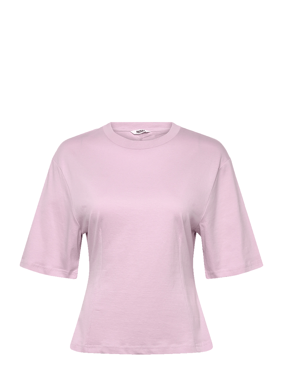 Monki - Fitted Dart Detail T-shirt - t-shirts - pink dusty light - 0