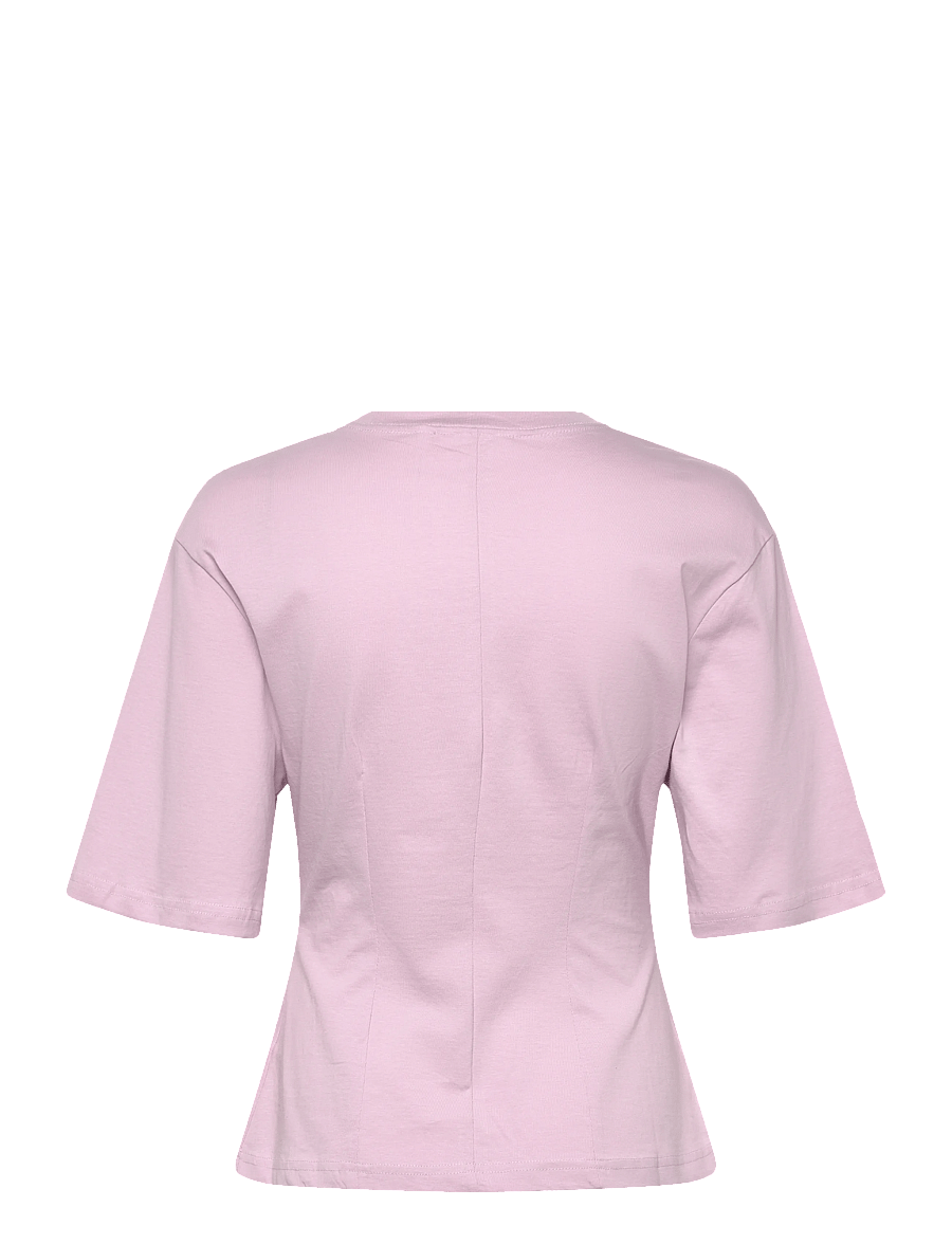 Monki - Fitted Dart Detail T-shirt - t-shirts - pink dusty light - 1