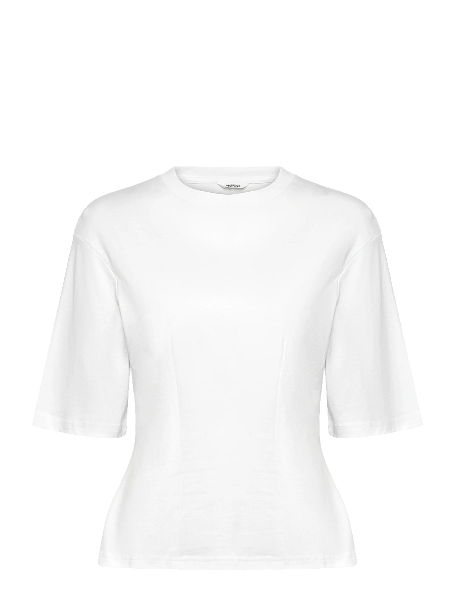 Monki - Fitted Dart Detail T-shirt - t-shirts - white light - 0