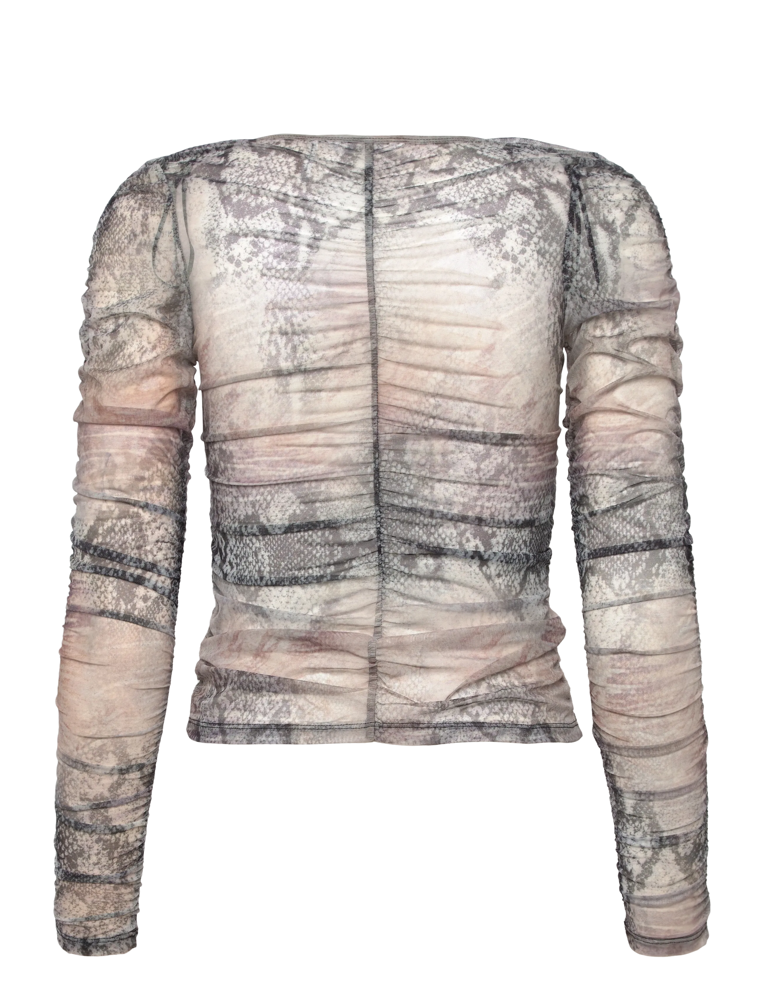 Slim Gathered Long-Sleeved Mesh Cardigan 2