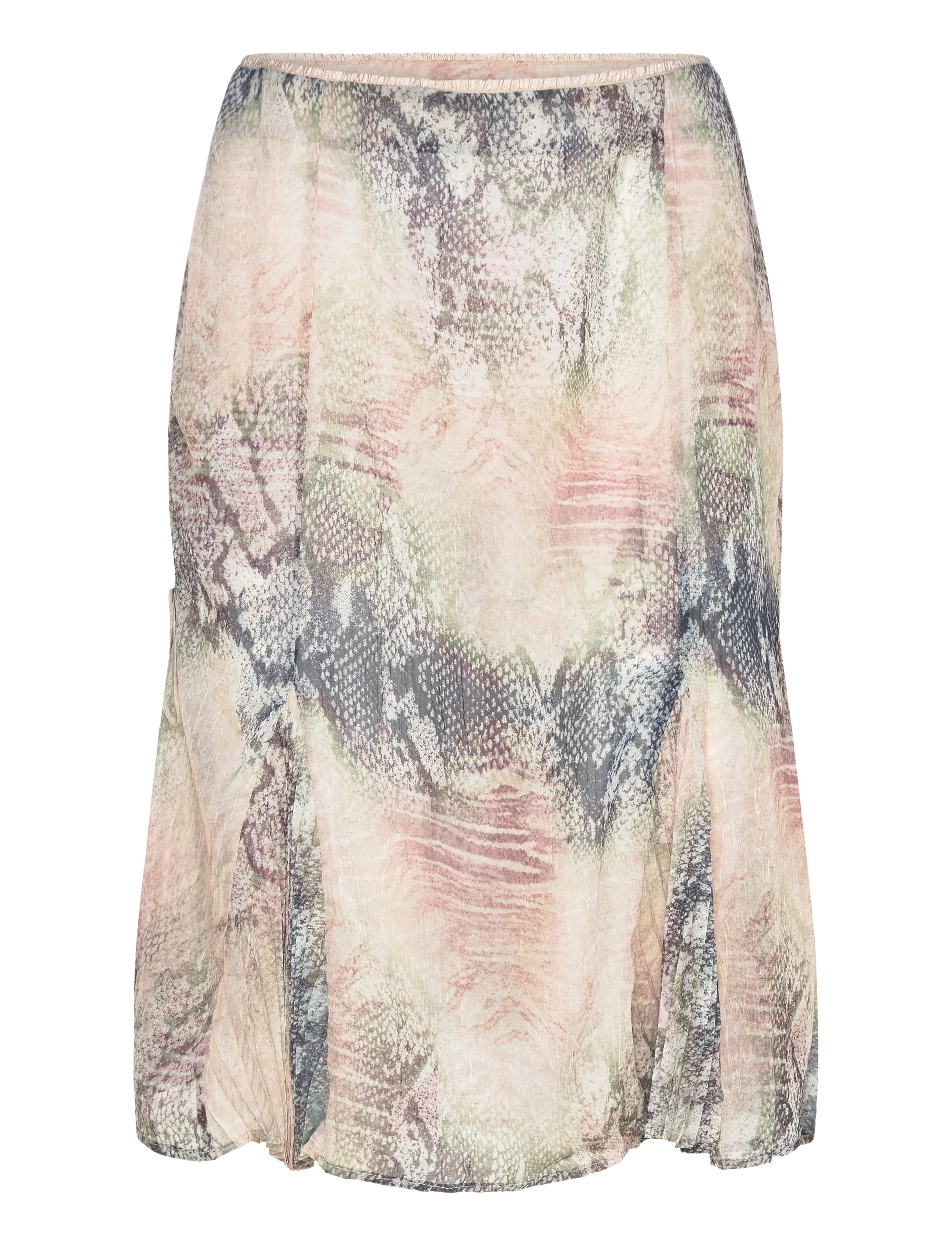 Monki Low Rise Mermaid Midi Skirt - Transitional Layering - BLACK DARK / multi