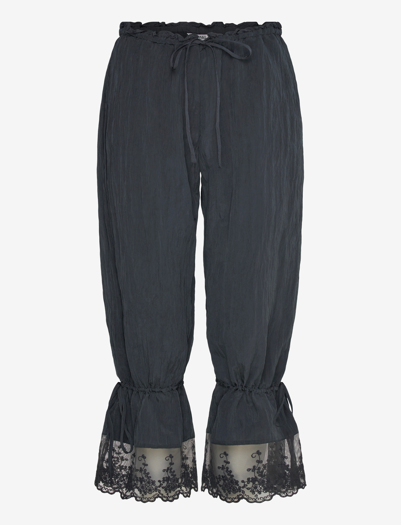 Monki - ROSABEL LOW RISE LOOSE LACE-TRIM BLOOMERS - pyjama pants - black dark - 0