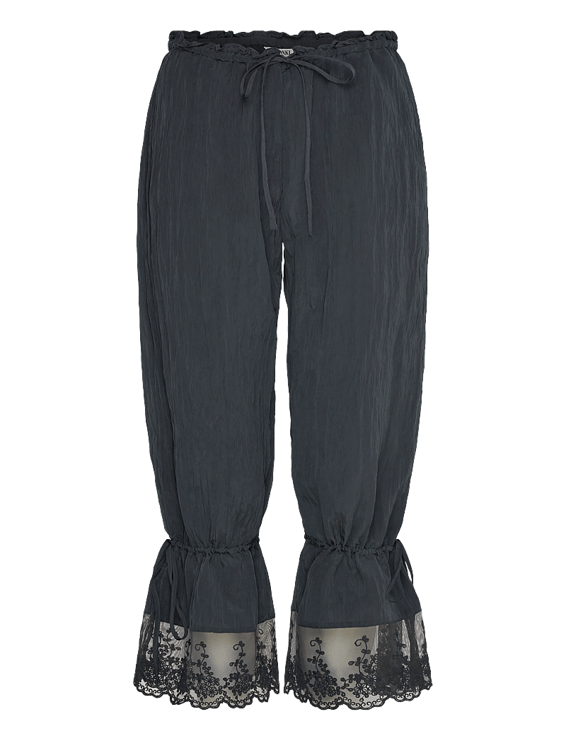 Monki - ROSABEL LOW RISE LOOSE LACE-TRIM BLOOMERS - pyjama pants - black dark - 0