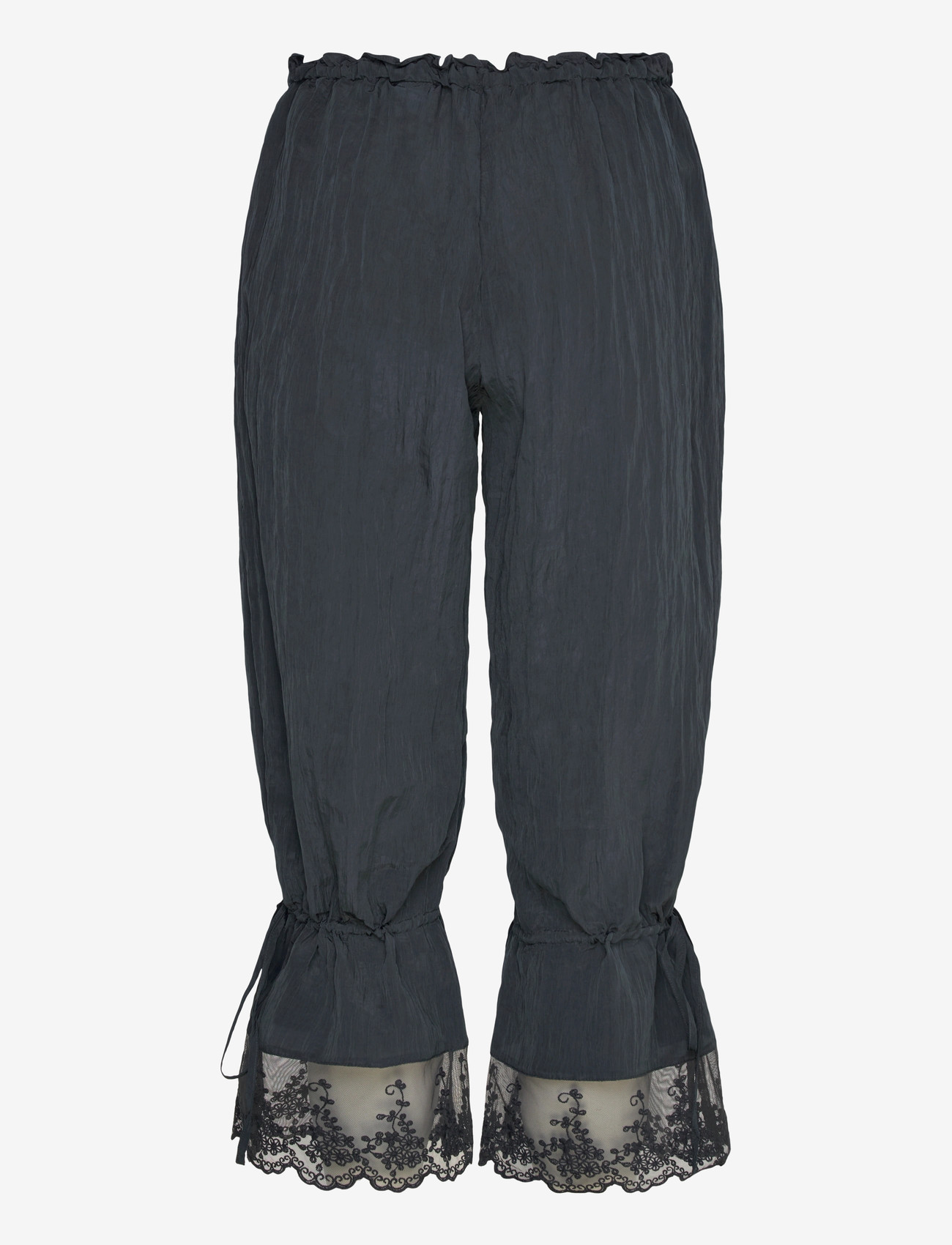 Monki - ROSABEL LOW RISE LOOSE LACE-TRIM BLOOMERS - pyjama pants - black dark - 1
