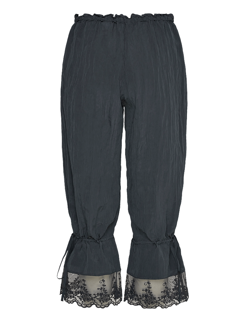 Monki - ROSABEL LOW RISE LOOSE LACE-TRIM BLOOMERS - pyjama pants - black dark - 1