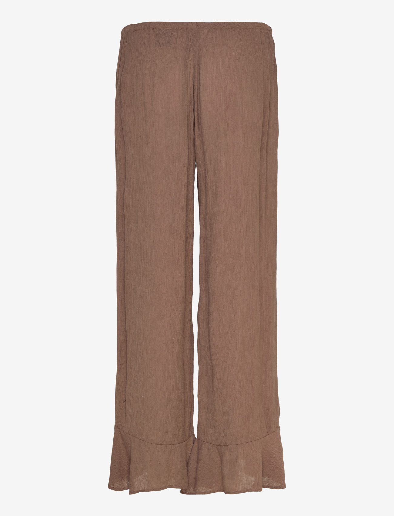 Monki - Mid Rise Loose Flounce Trousers - wide leg trousers - brown medium dusty - 2