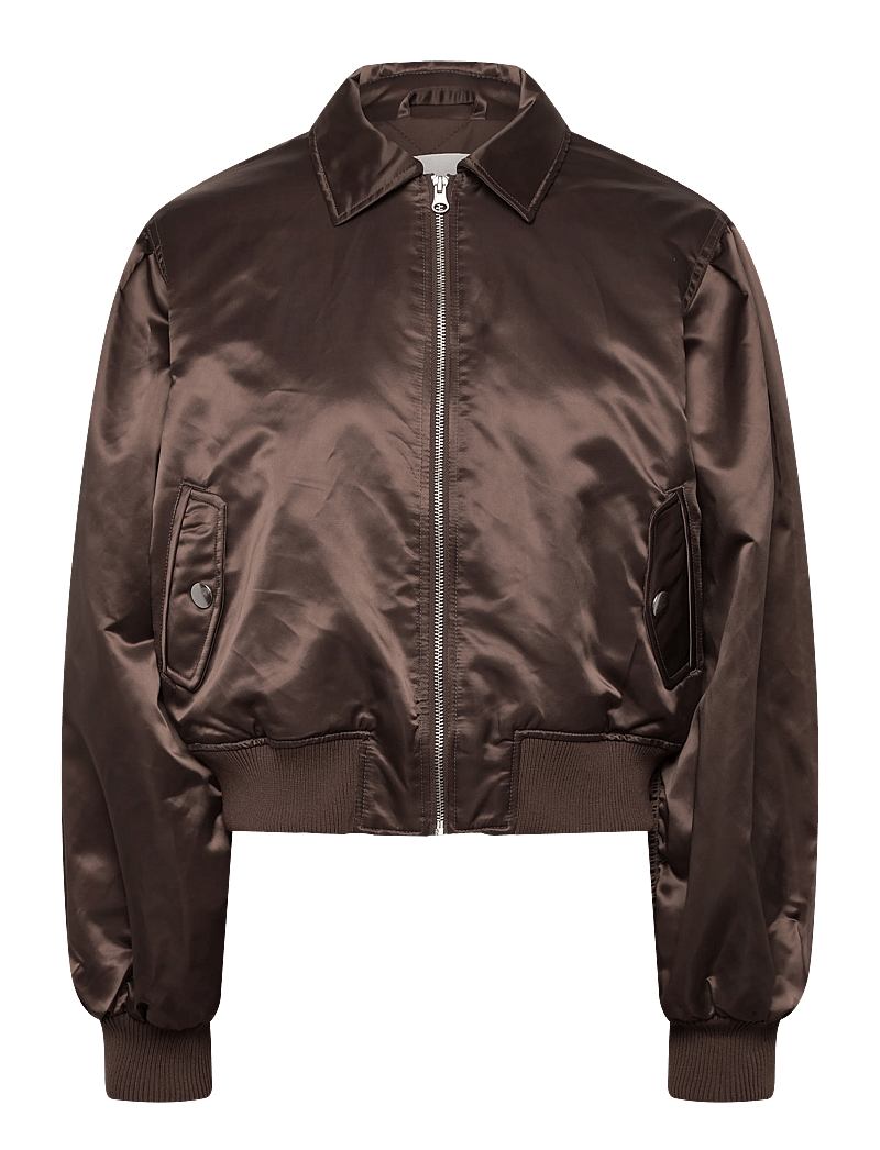 Monki - Loose Nylon Bomber Jacket - lette jakker - brown dark - 0