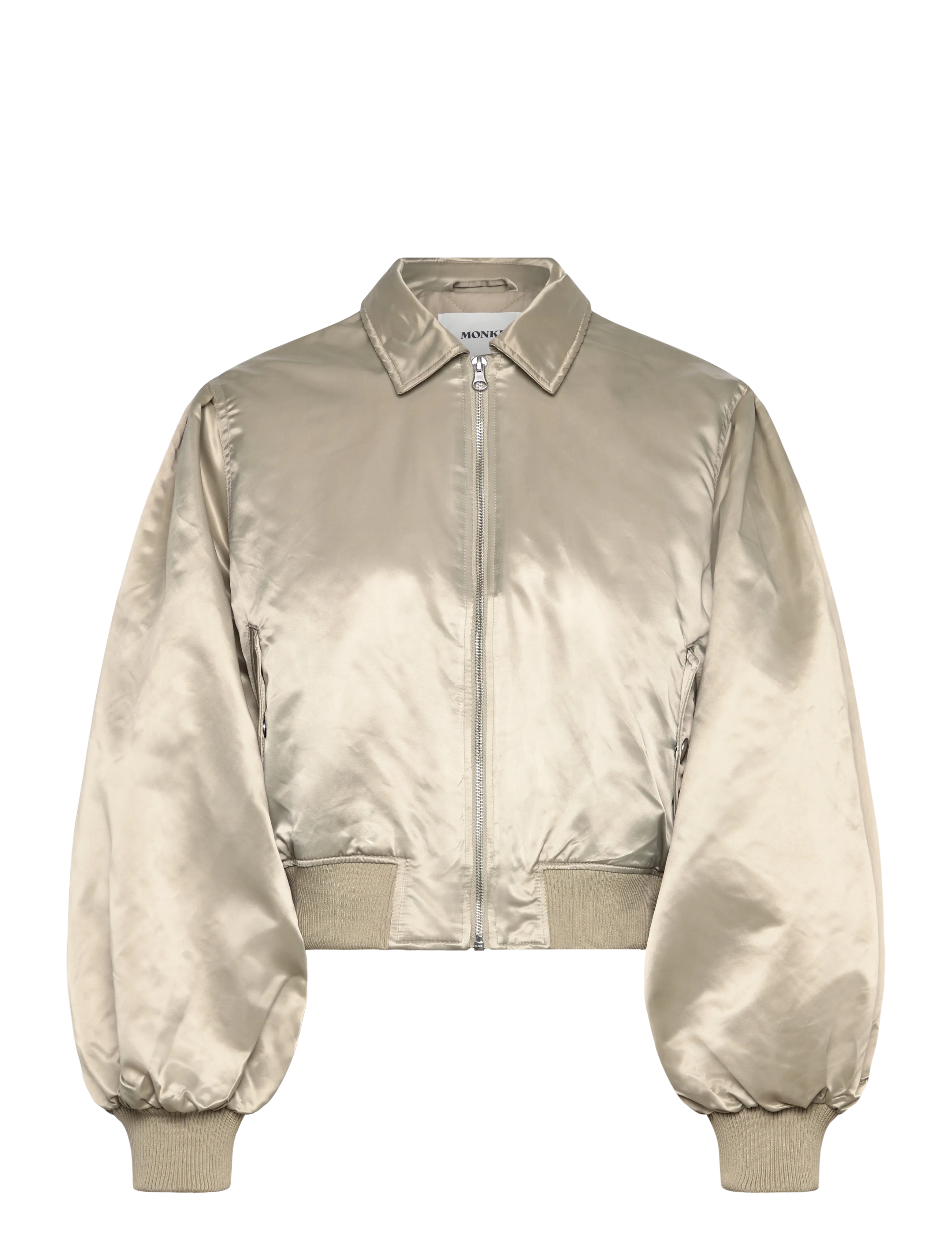 Monki Loose Nylon Bomber Jacket - Monki - KHAKI GREEN DUSTY LIGHT / gold