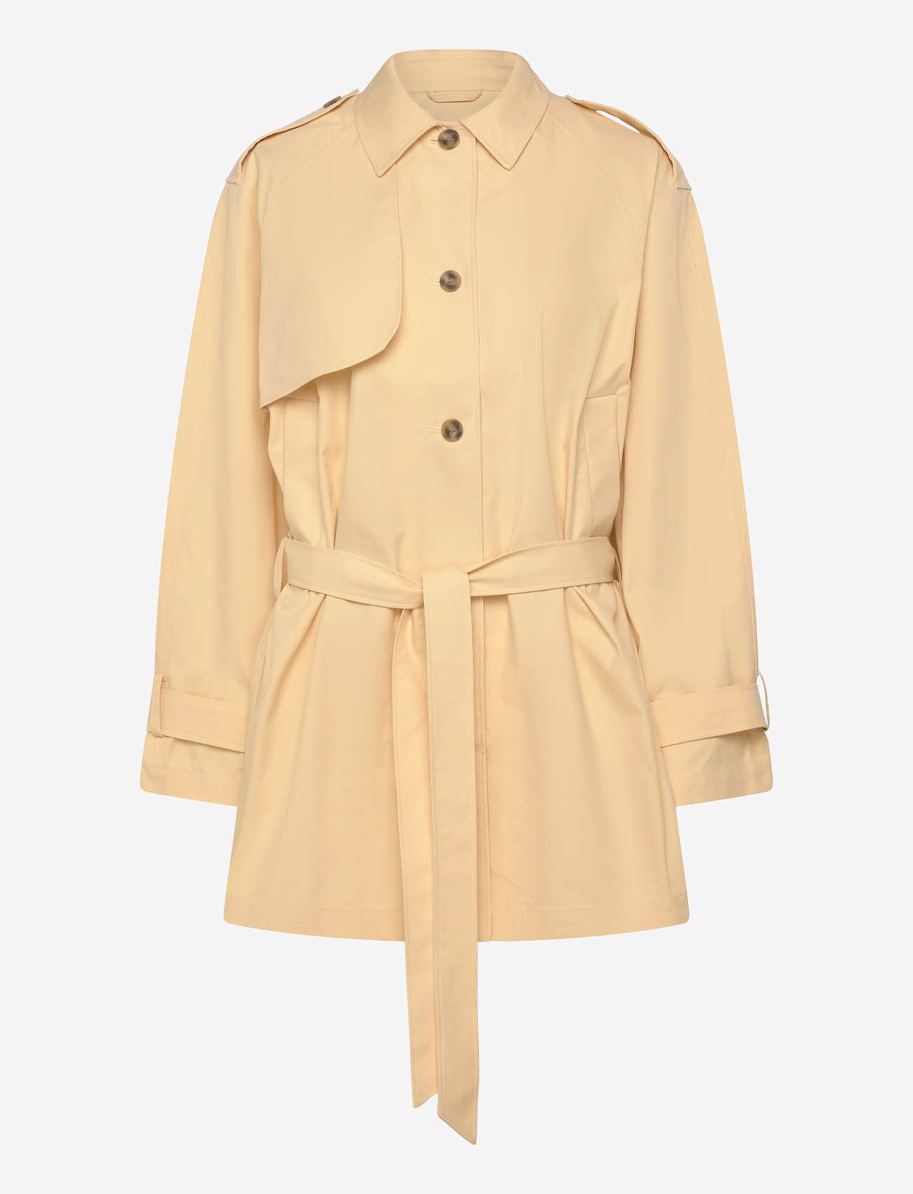 Monki - Short Loose Single-Breasted Trench Coat - trenchcoats - yellow light - 0