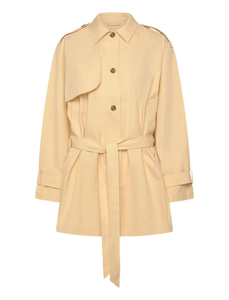 Monki - Short Loose Single-Breasted Trench Coat - trenchcoats - yellow light - 0