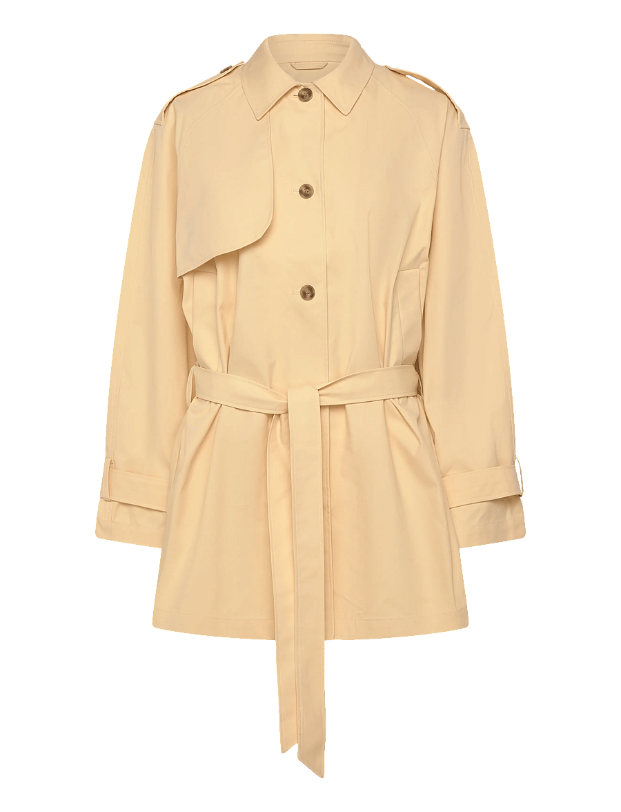Monki - Short Loose Single-Breasted Trench Coat - trenchcoats - yellow light - 0