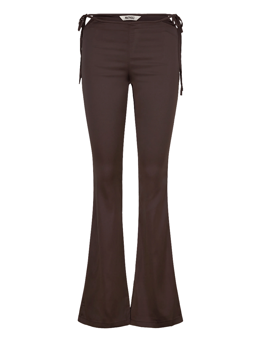 Monki - Cut Out Flare Trousers - flare bukser - brown dark - 1