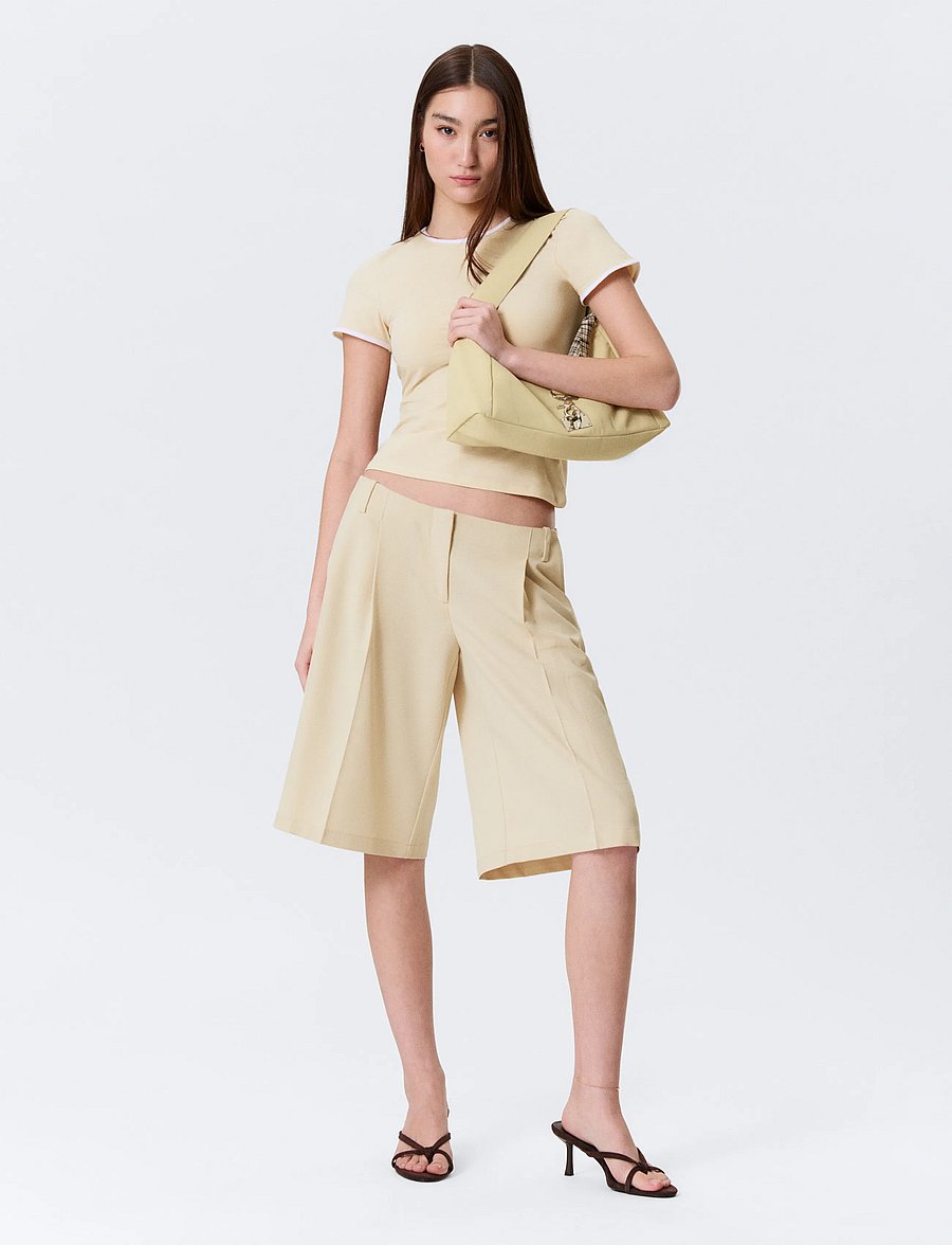 Monki - Wide jorts - bermudas - beige dusty light - 0