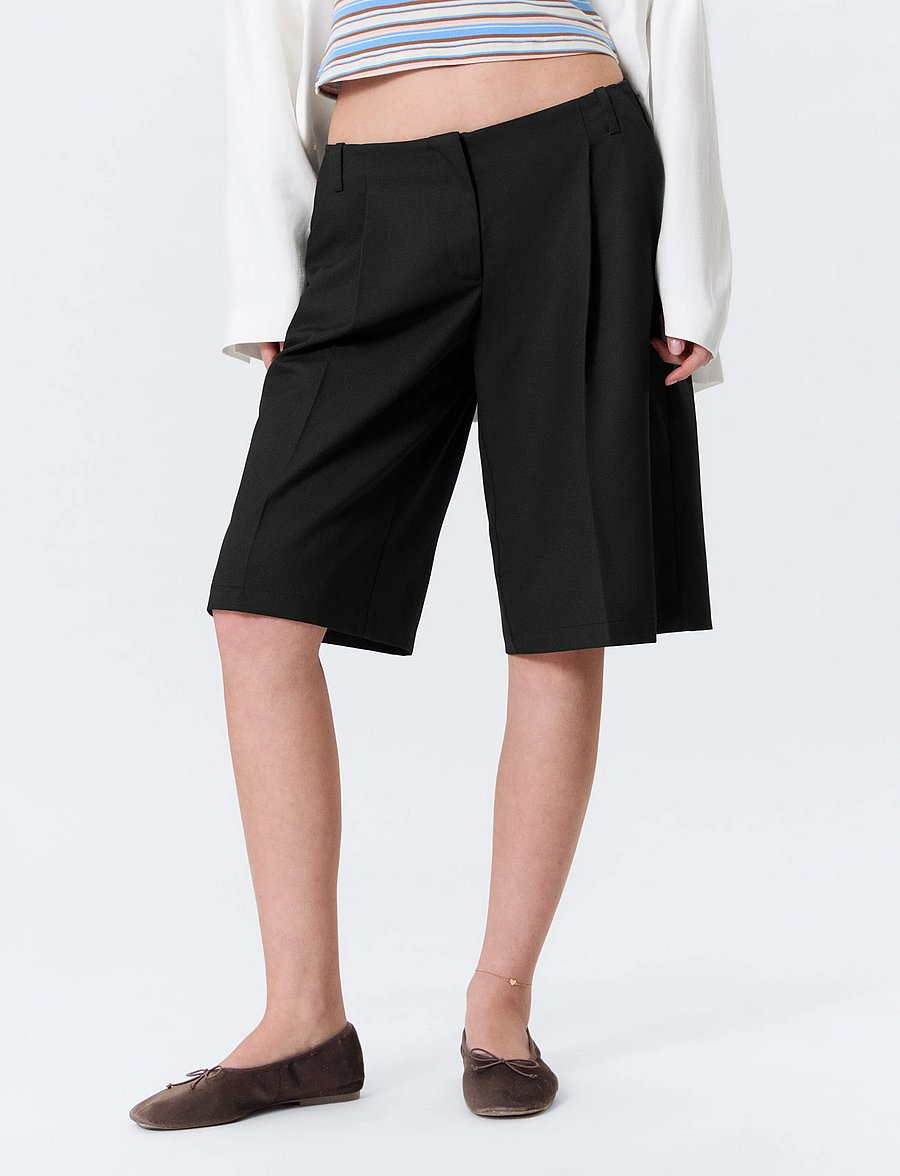 Monki - Wide jorts - bermudashorts - black dark - 3