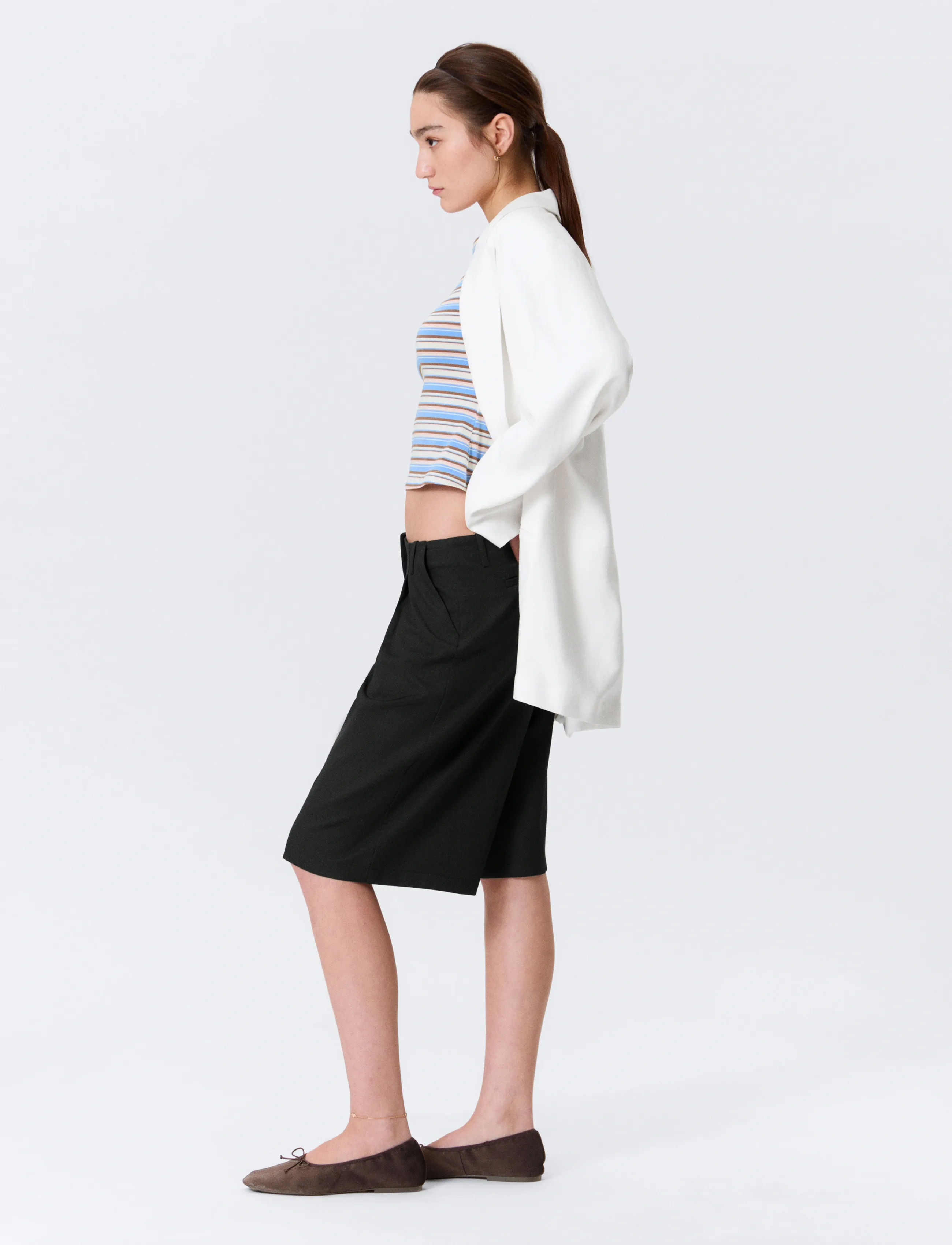 Monki - Wide jorts - bermudashorts - black dark - 4