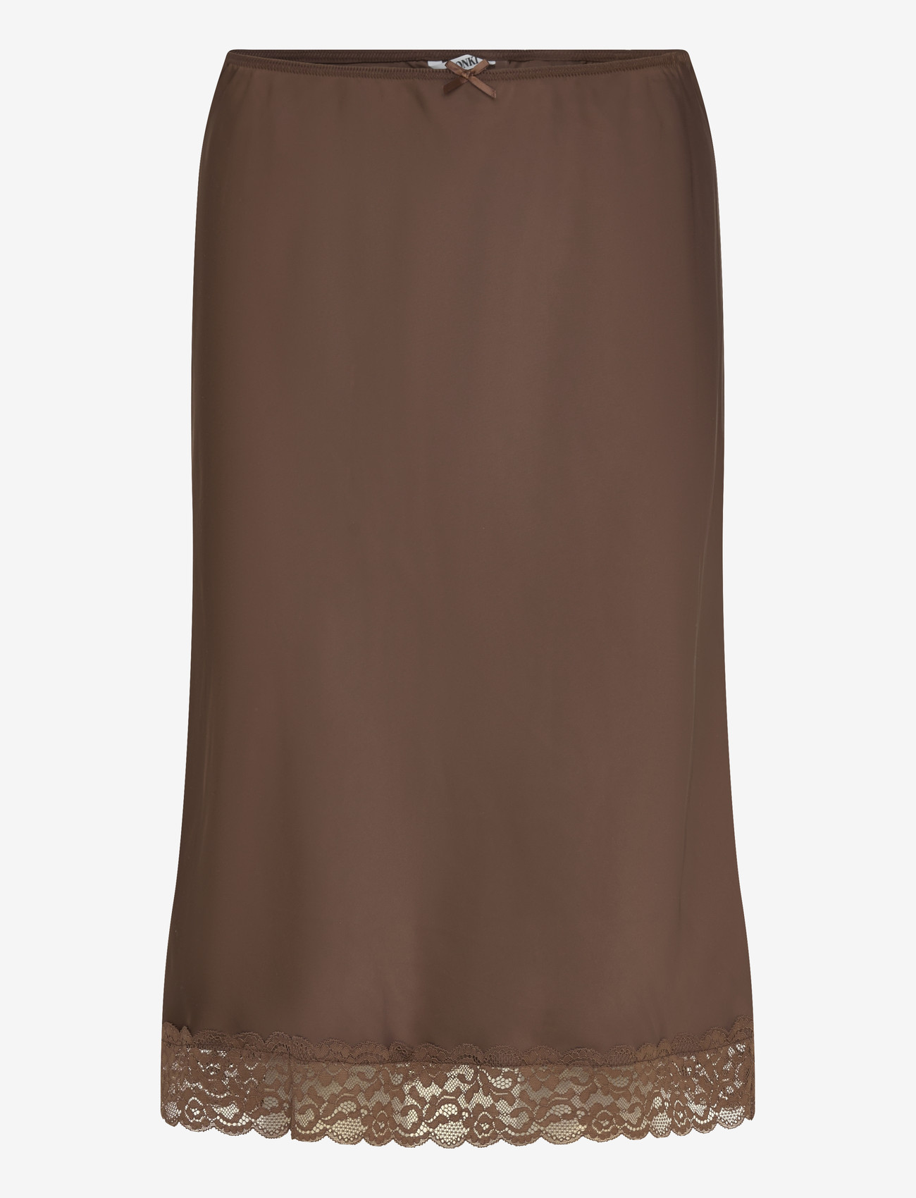Monki - Satin Lace Midi Skirt - satinröcke - brown dark - 1
