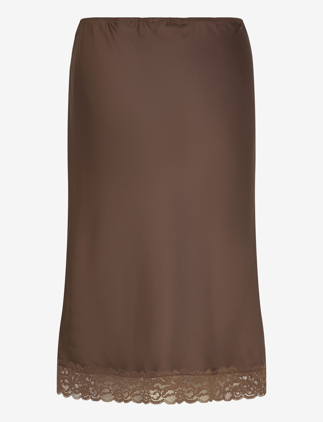 Monki - Satin Lace Midi Skirt - satinröcke - brown dark - 2