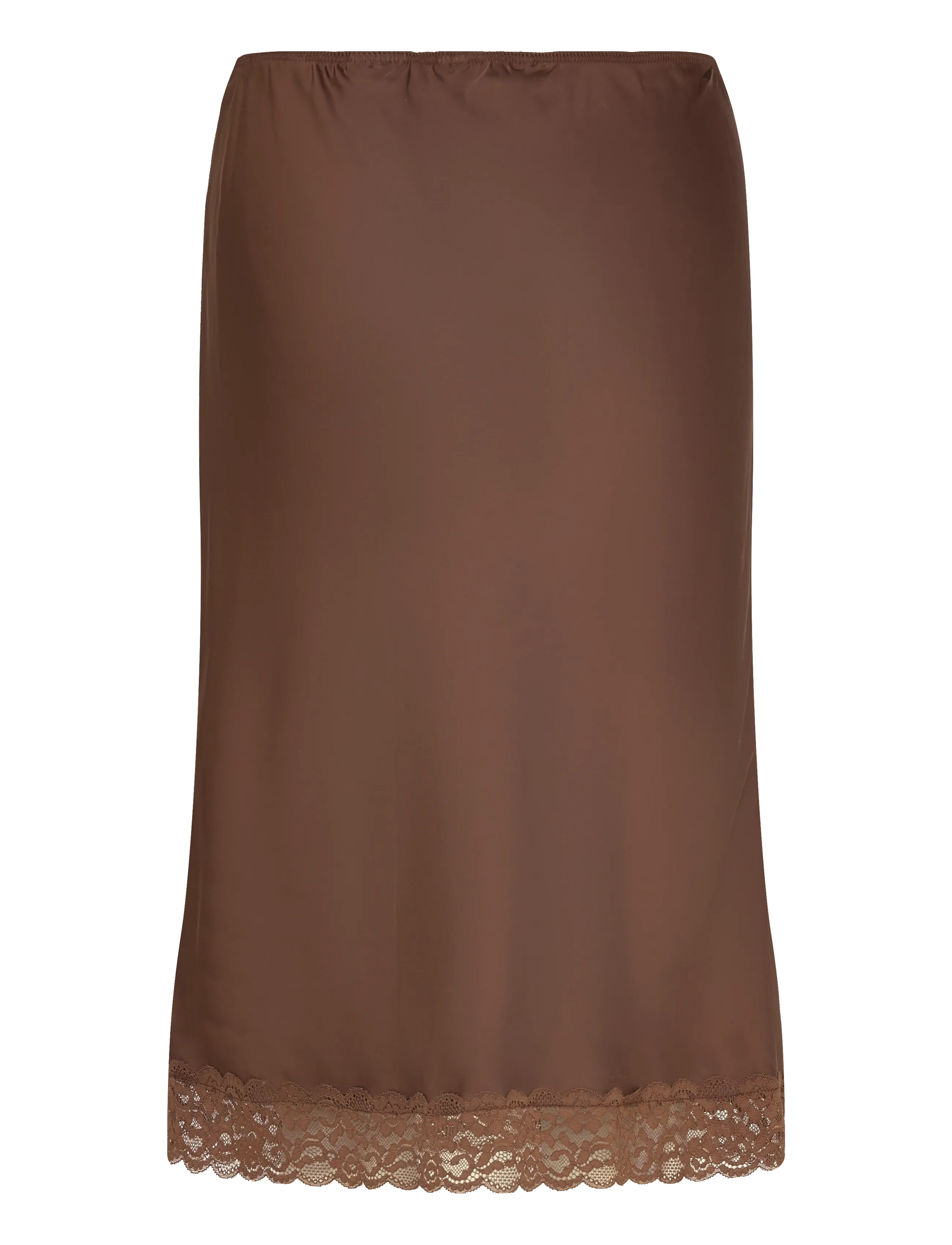Monki - Satin Lace Midi Skirt - satin skirts - brown dark - 2