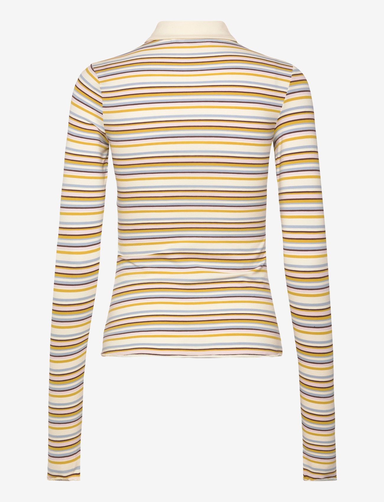 Monki - Long-Sleeved Fitted Polo Shirt - polosärgid - yellow dusty light - 1