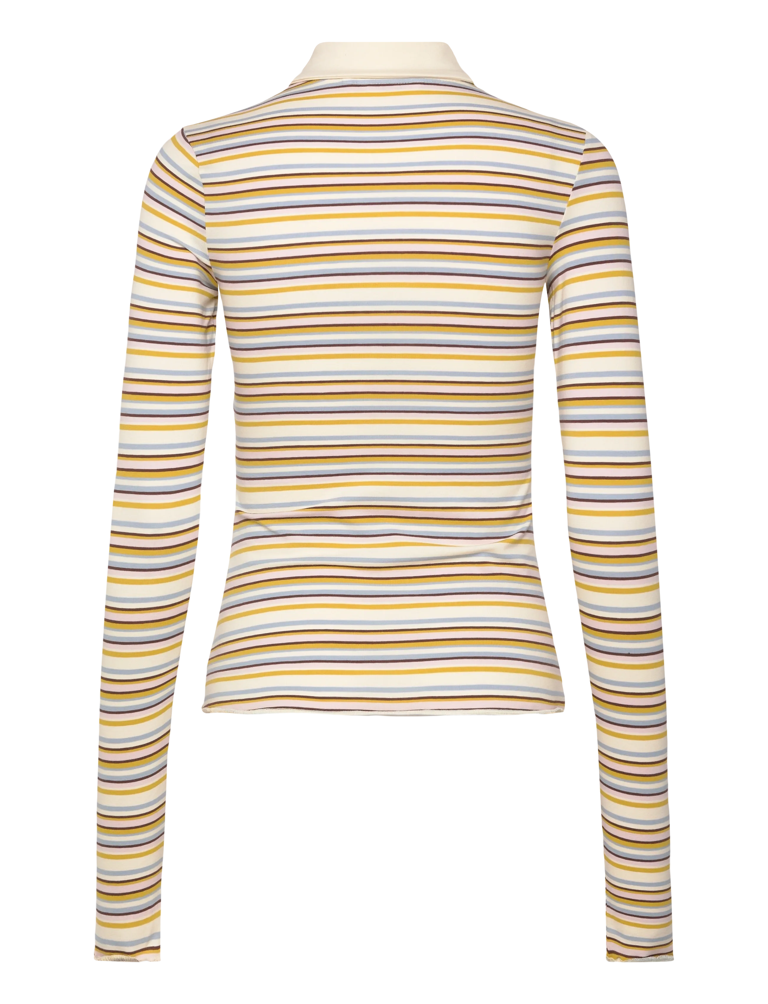 Monki - Long-Sleeved Fitted Polo Shirt - polosärgid - yellow dusty light - 1