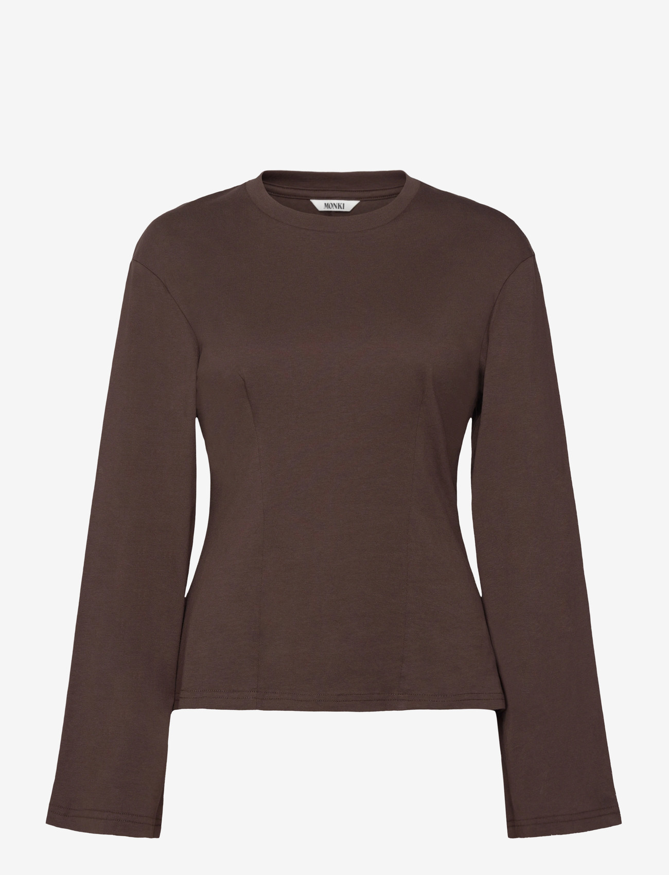 Monki - Fitted Long-Sleeved Top - långärmade toppar - brown dark - 0