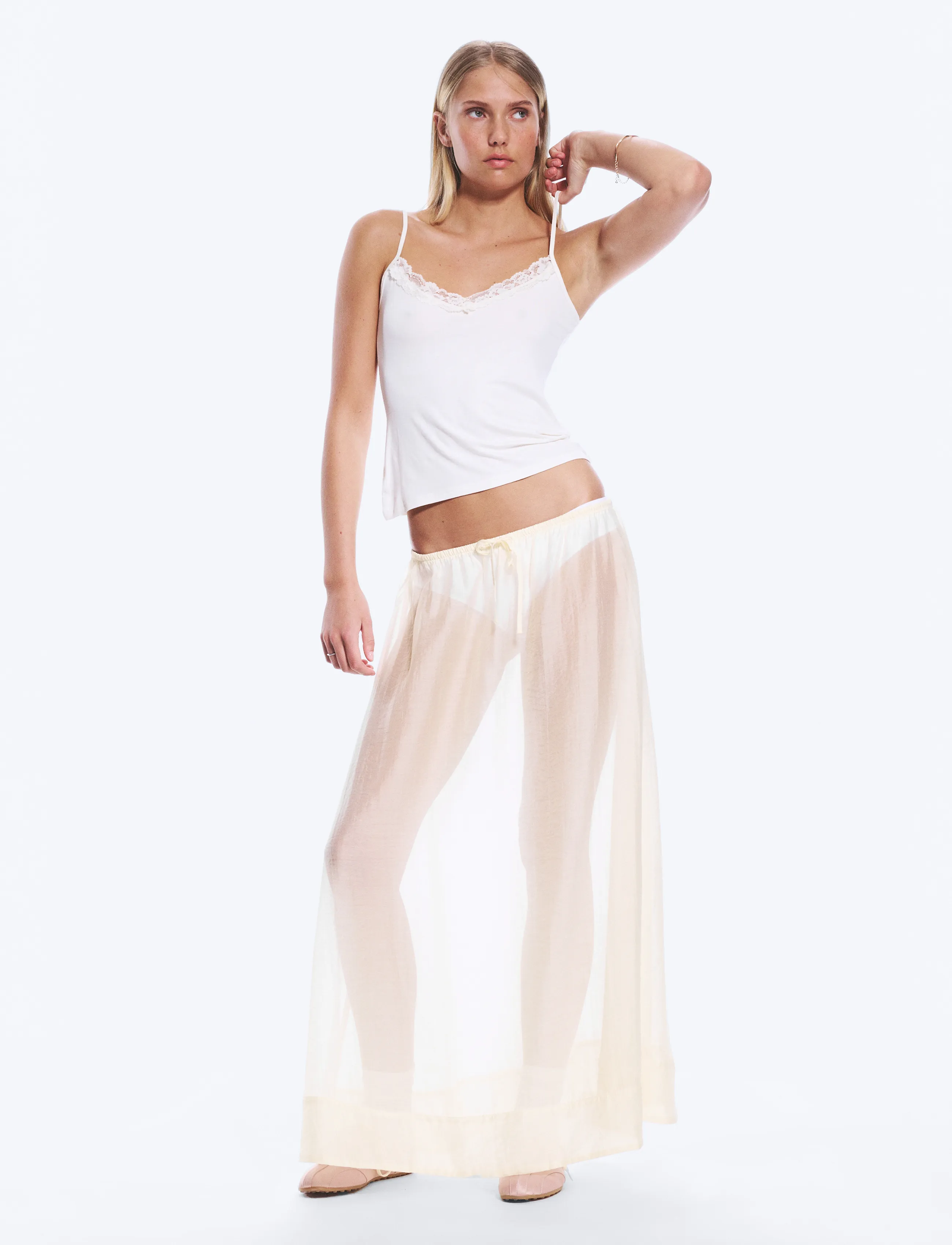 Monki Maxi skirt - Maxi nederdele - WHITE DUSTY LIGHT / cream