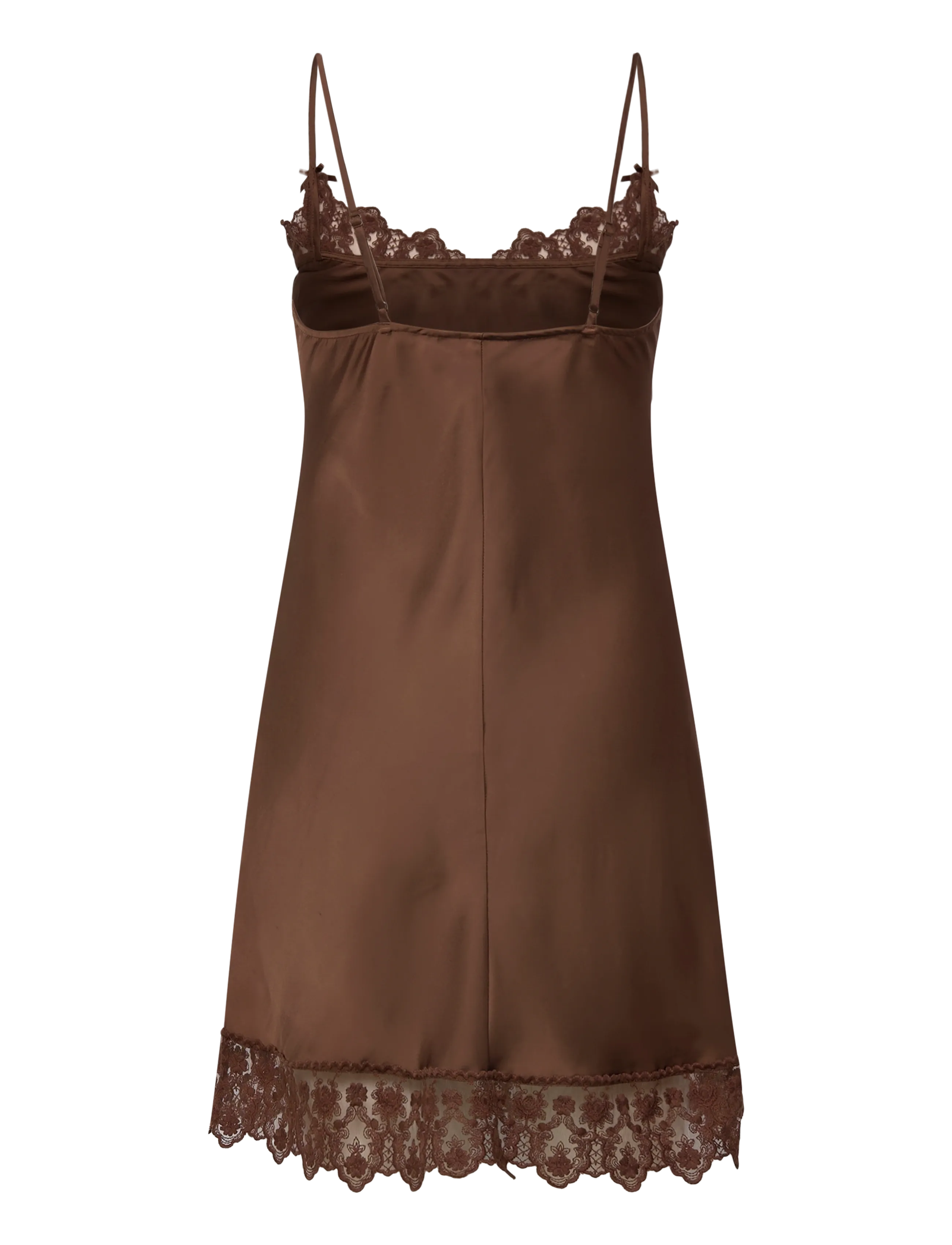 Monki - Slip Satin Lace Dress - slipklänningar - brown dark - 1