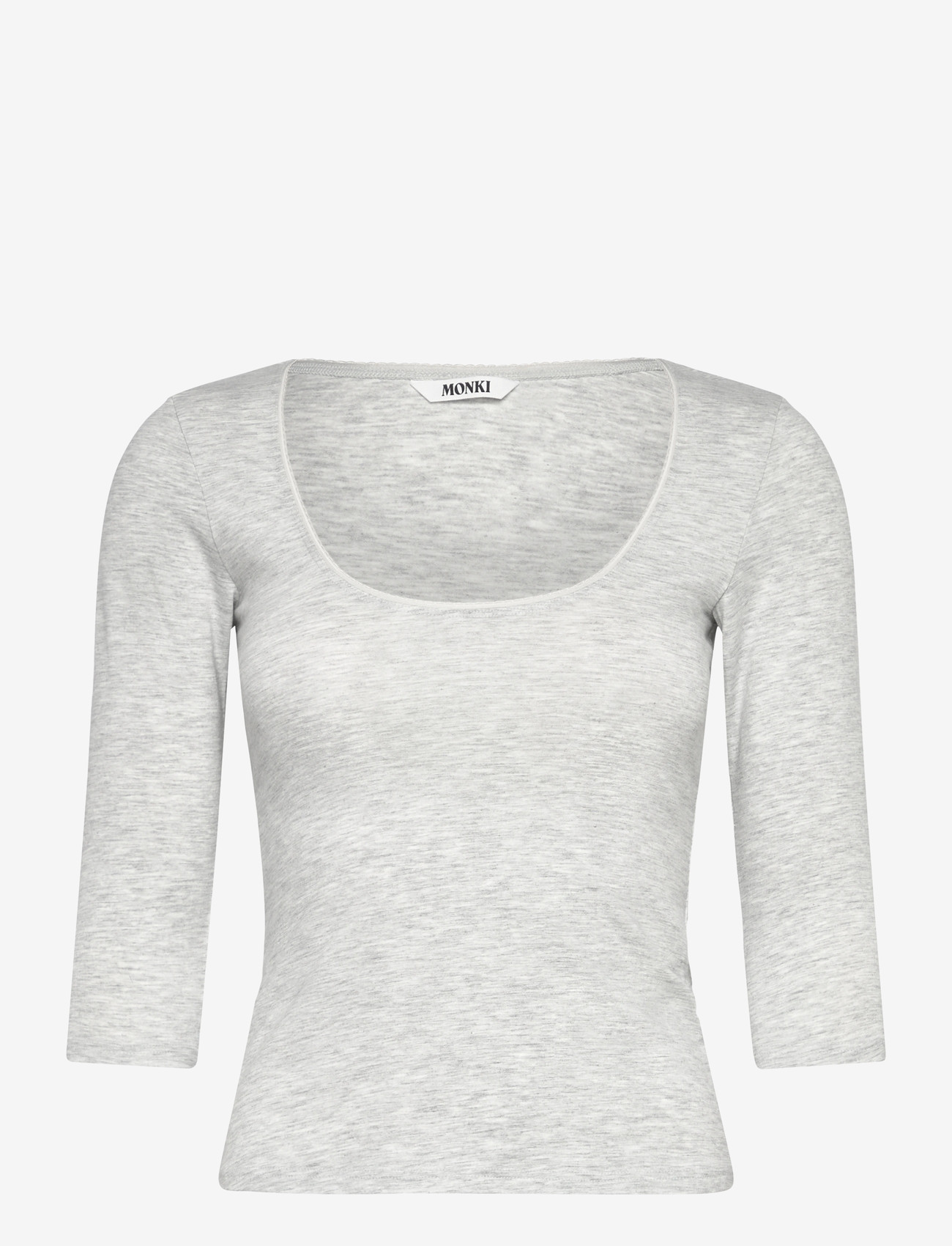 Monki - 3/4 Sleeve Top - long-sleeved tops - grey melange dusty light - 0