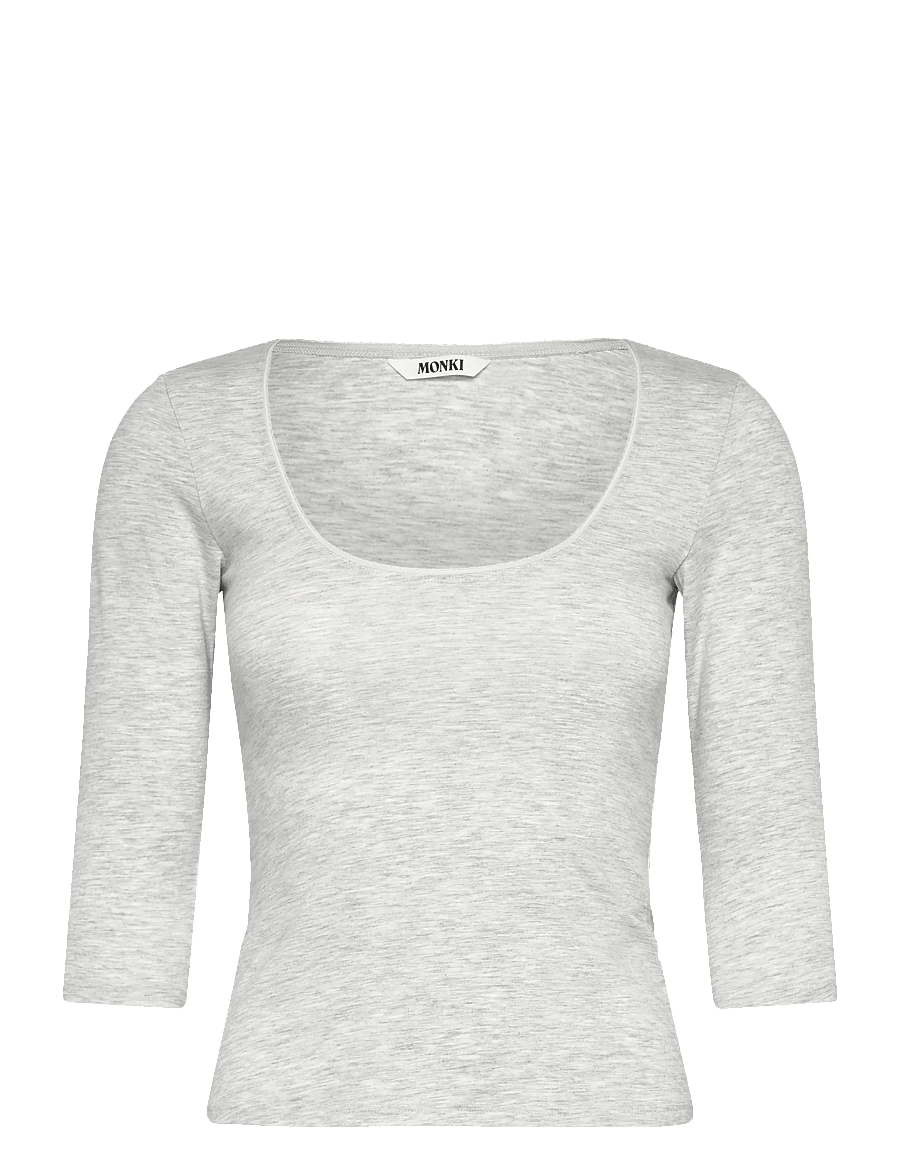 Monki - 3/4 Sleeve Top - langärmlige tops - grey melange dusty light - 0