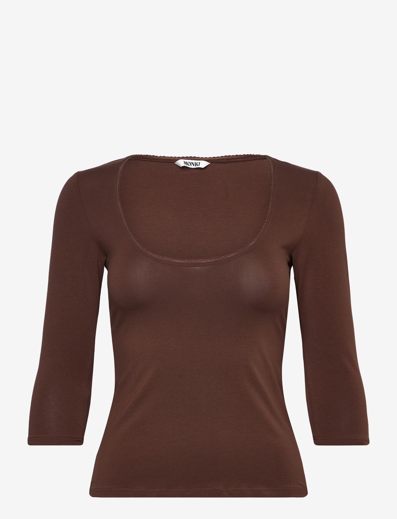 Monki - 3/4 Sleeve Top - langærmede toppe - brown dark - 0