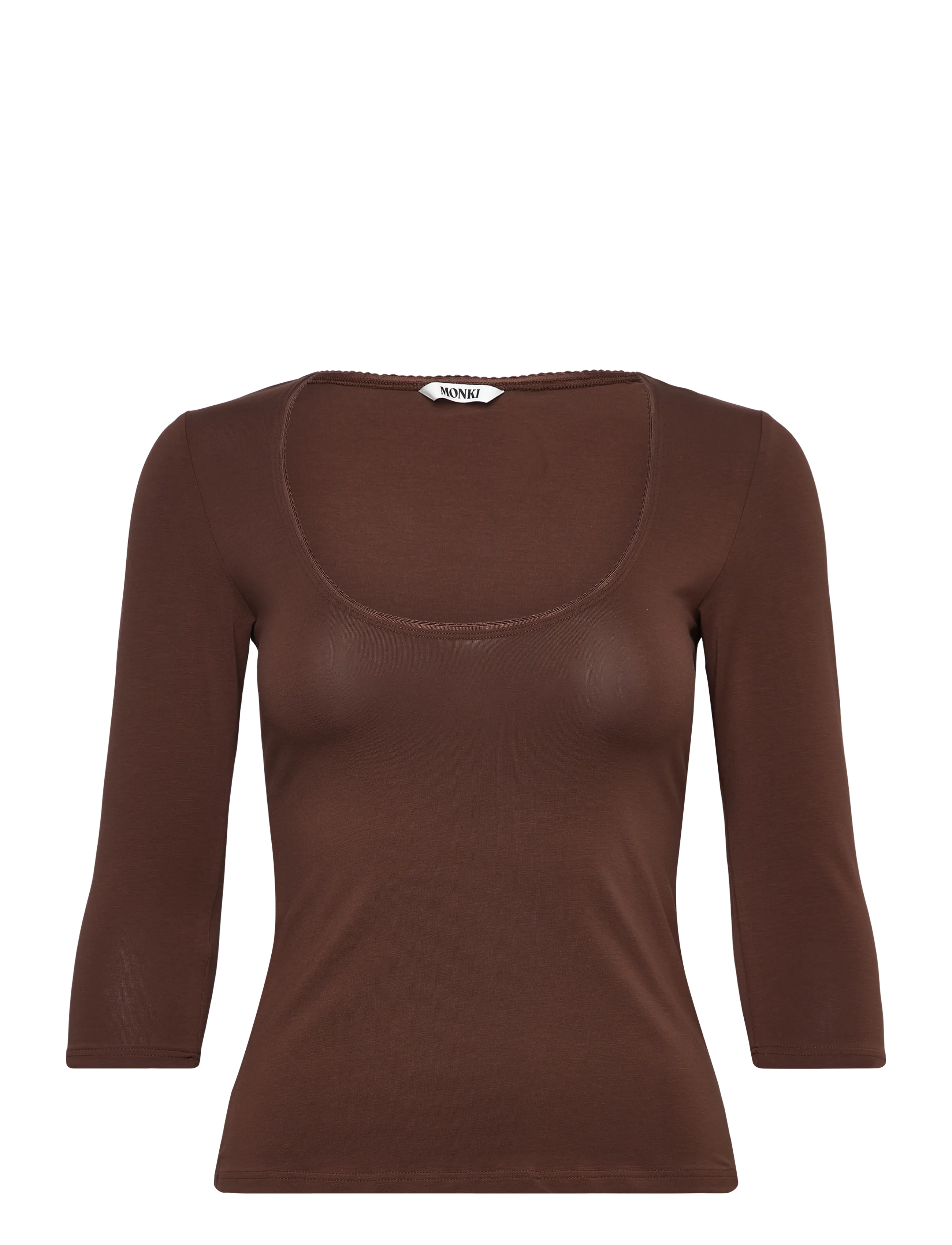 Monki 3/4 Sleeve Top - Monki - BROWN DARK / brown