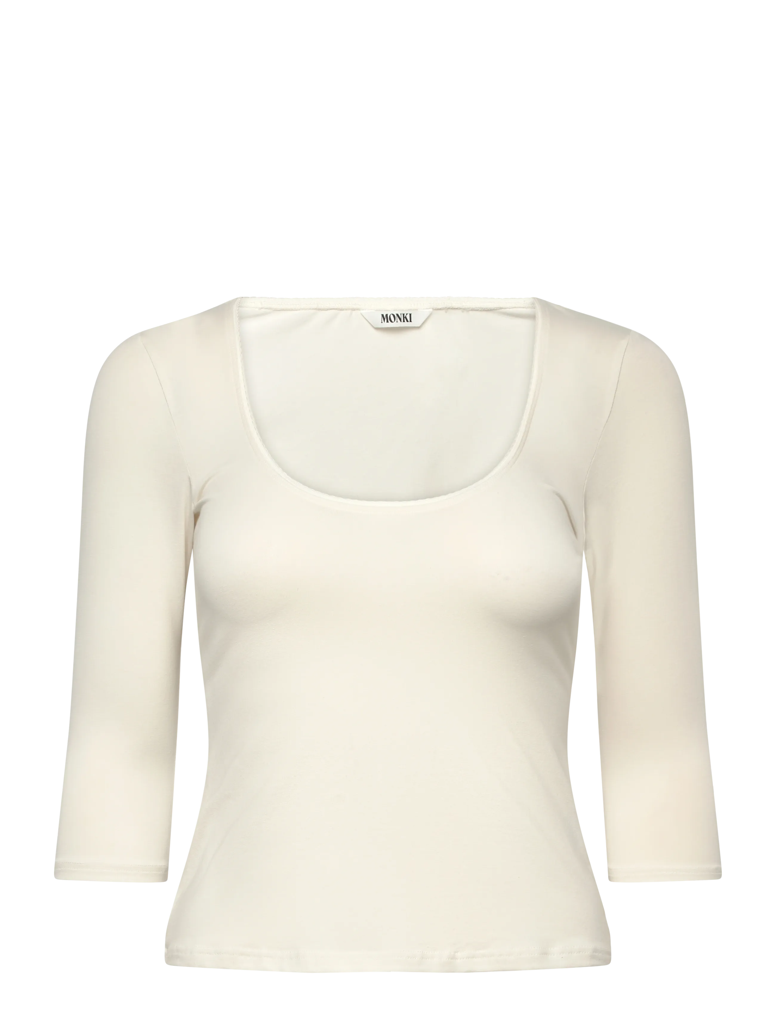 Monki 3/4 Sleeve Top - Transitional Layering - WHITE DUSTY LIGHT / cream