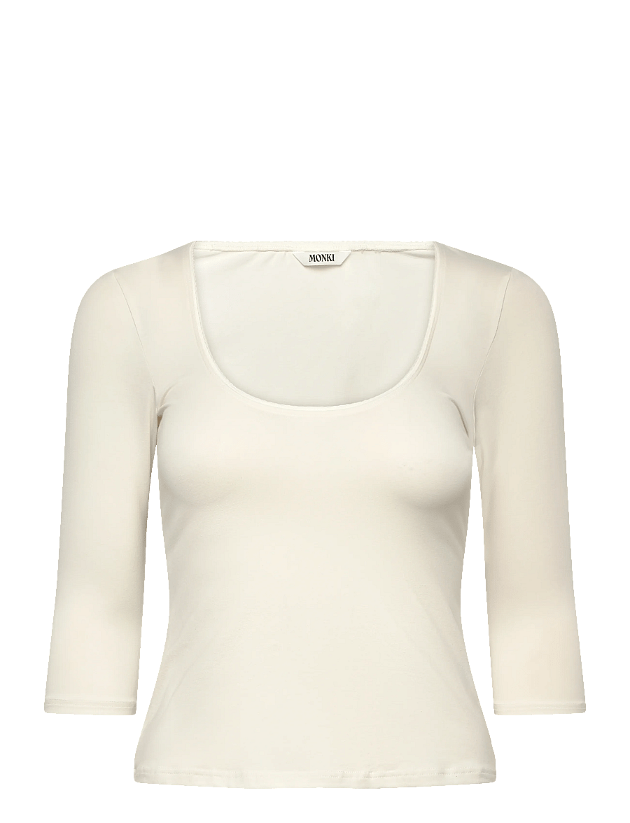 Monki - 3/4 Sleeve Top - pikkade varrukatega topid - white dusty light - 0