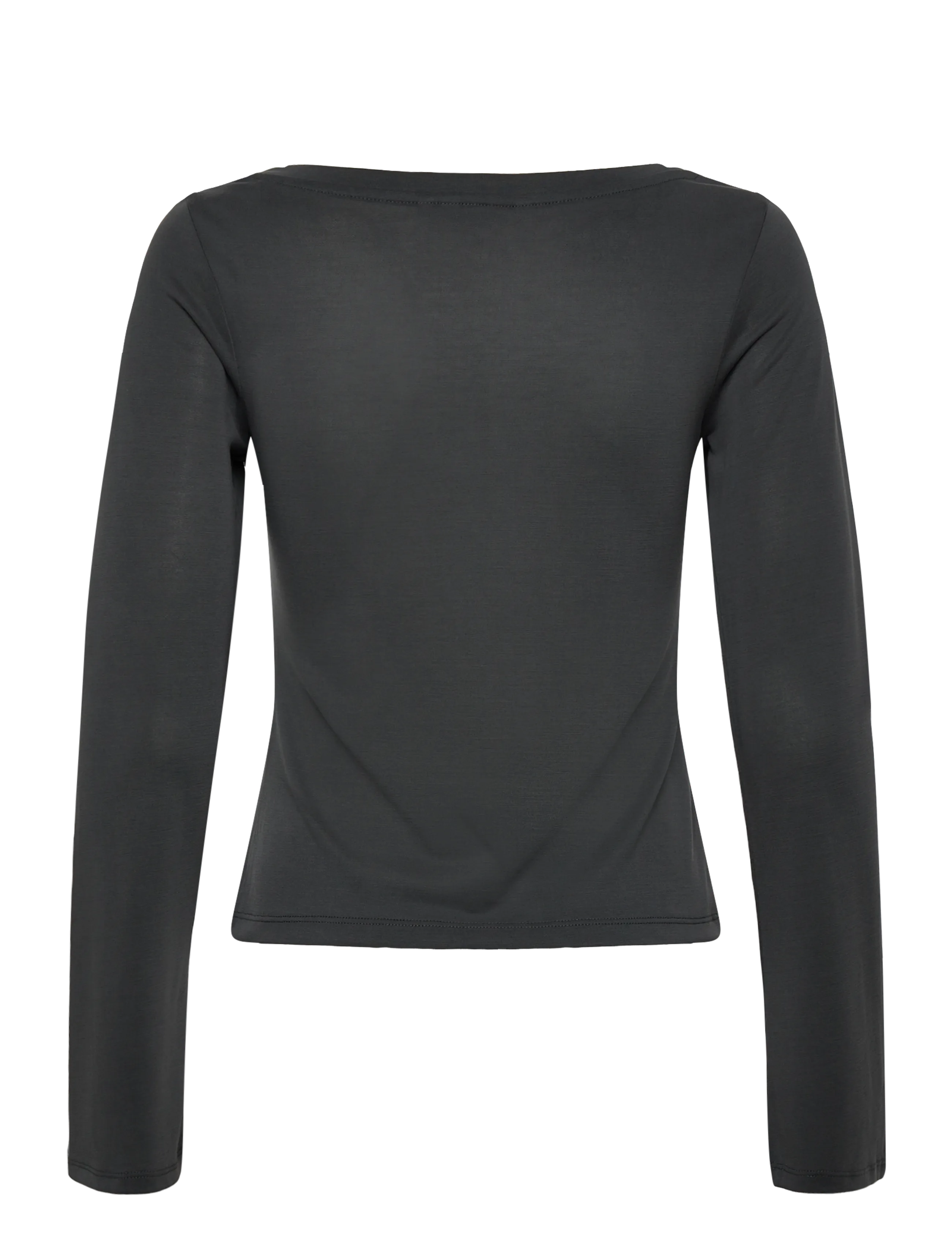 Monki - Long-Sleeved V-neck Top - long-sleeved tops - black dark - 1
