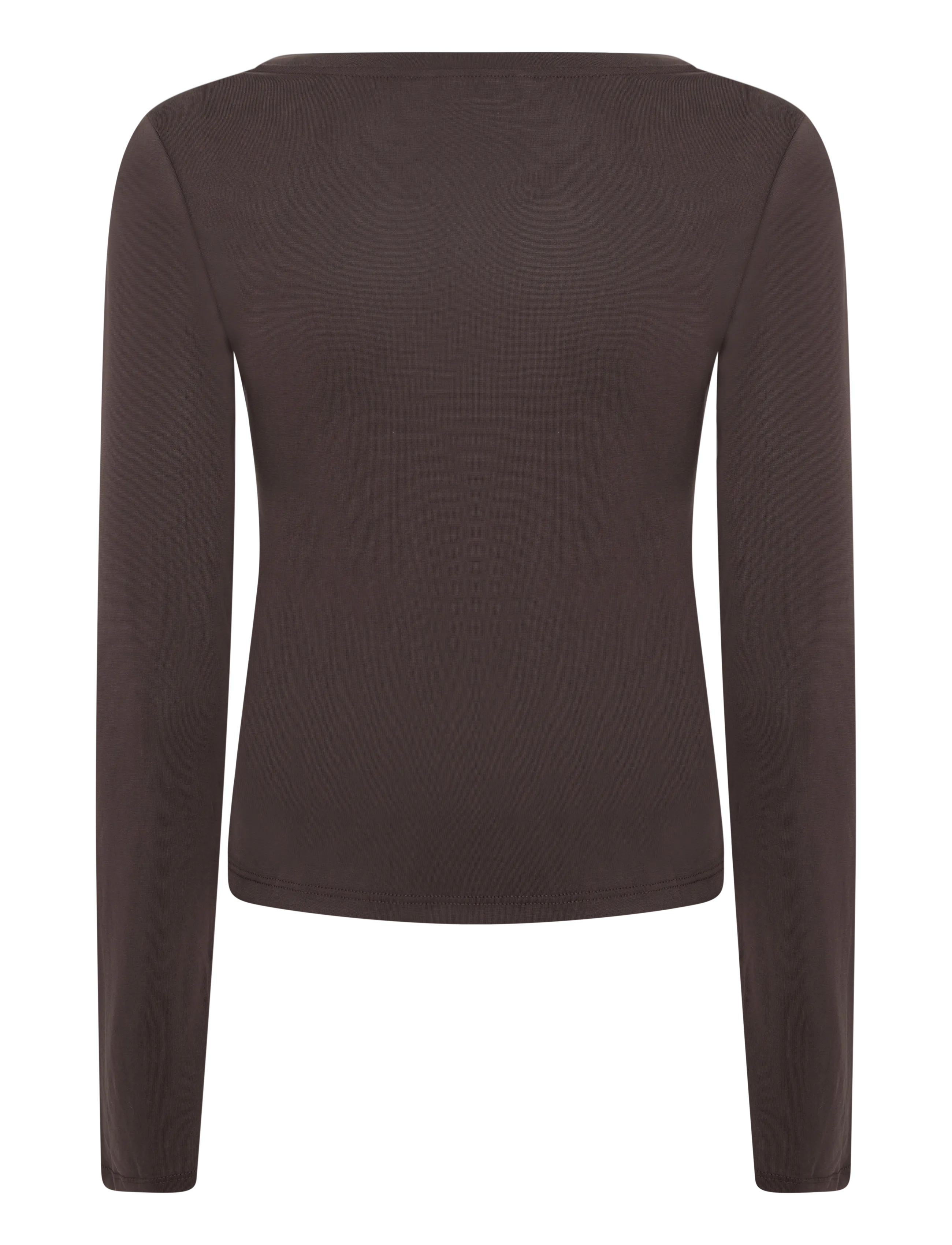 Monki - Long-Sleeved V-neck Top - long-sleeved tops - brown dark - 1