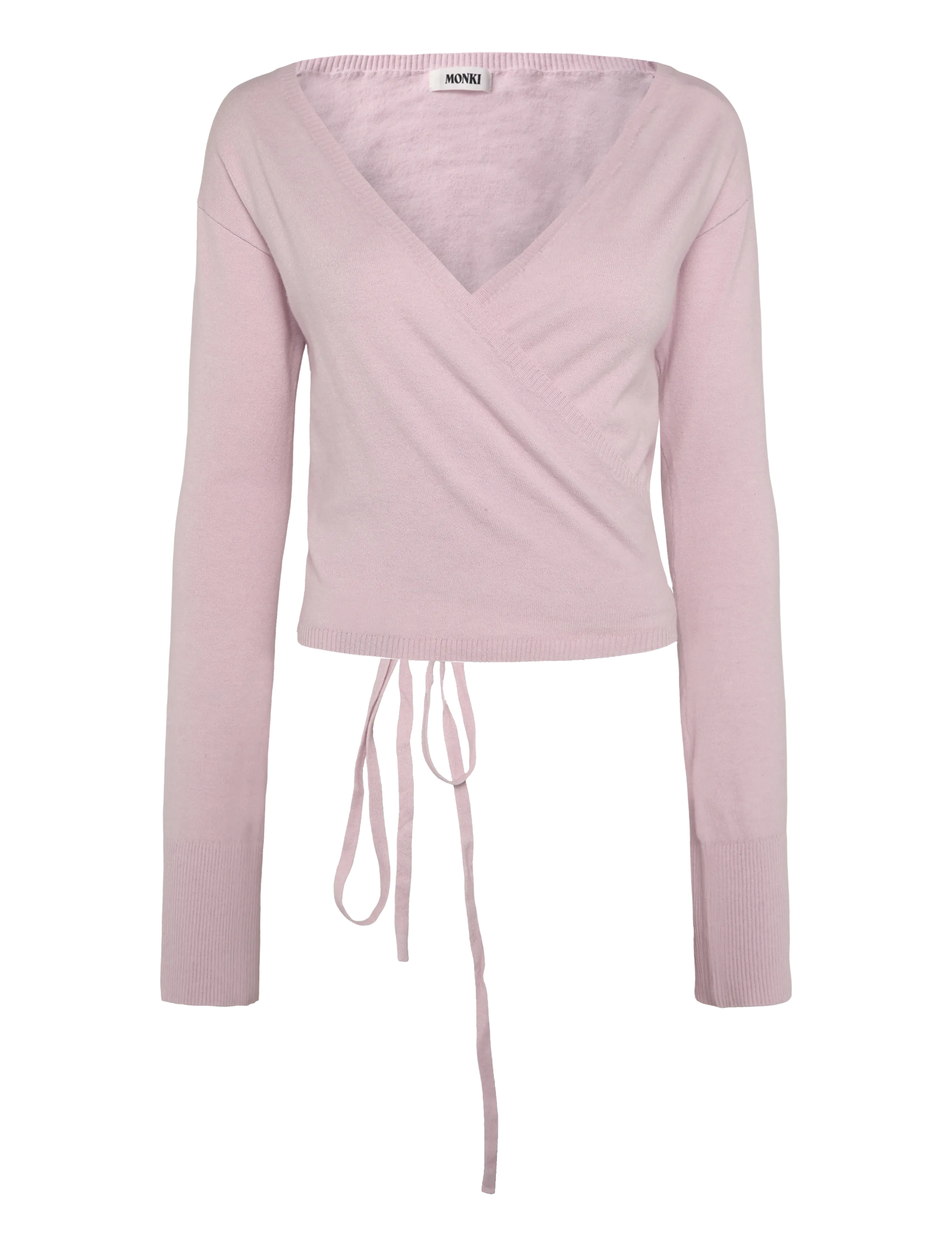 Monki V-Neck Wrap Knit Cardigan - Tøj - PINK DUSTY LIGHT / pink/rose
