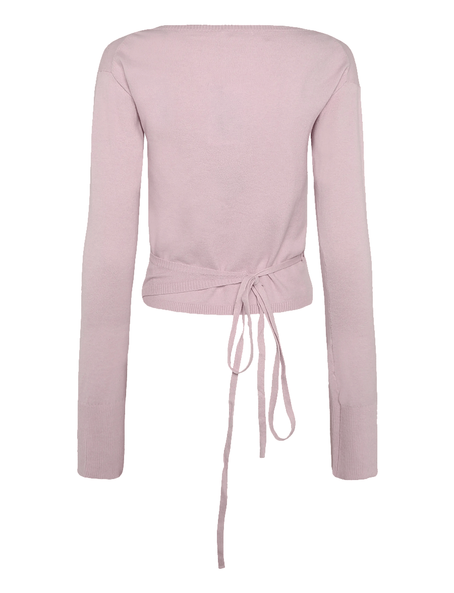 Monki - V-Neck Wrap Knit Cardigan - cardigans - pink dusty light - 1