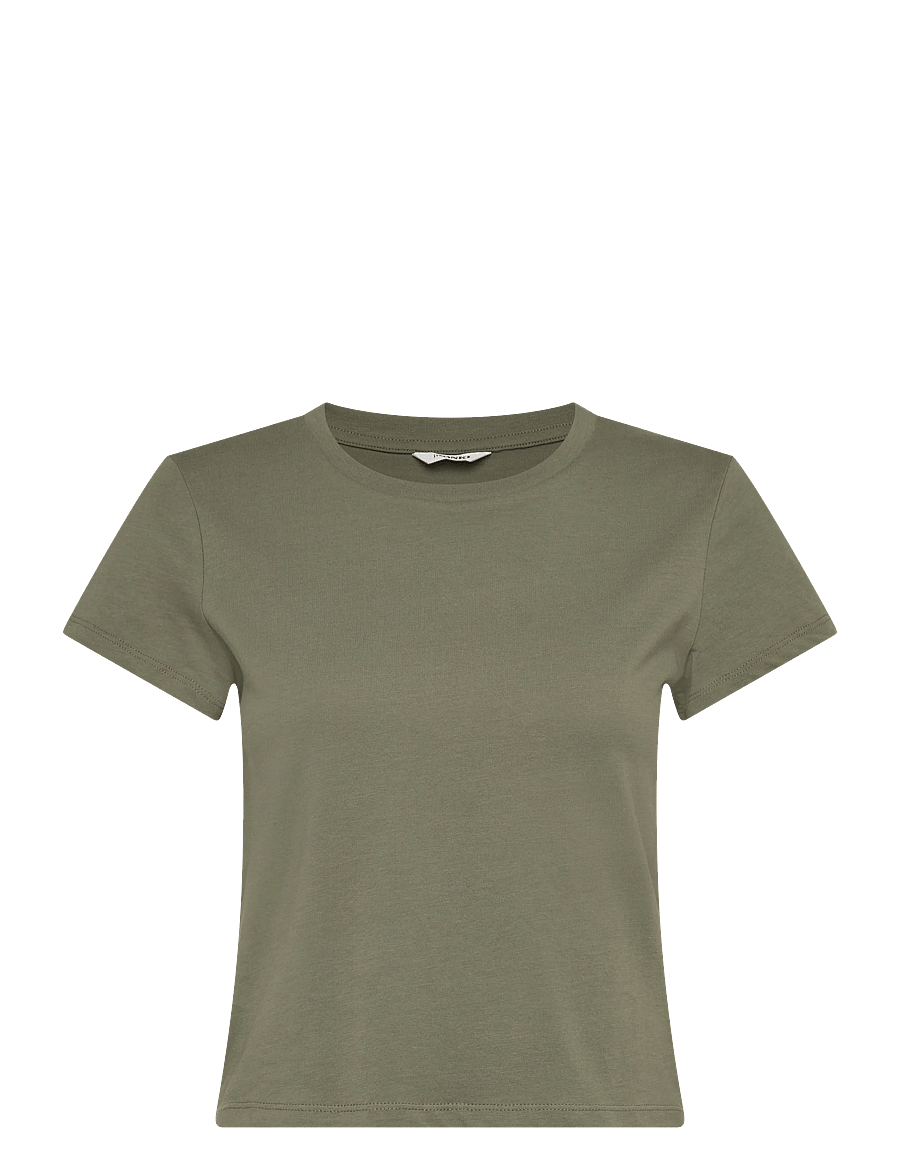 Monki - Regular Fit Mini T-shirt - crop tops - khaki green medium dusty - 0