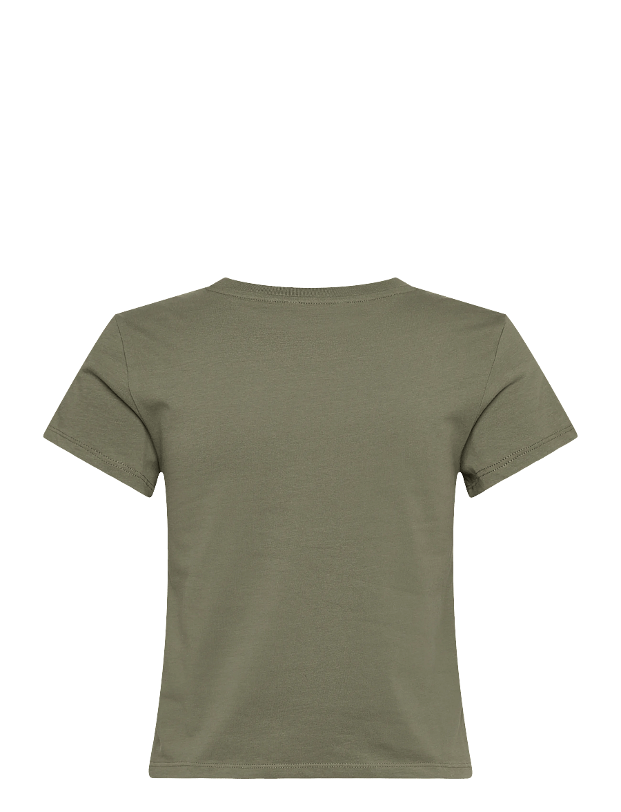 Monki - Regular Fit Mini T-shirt - crop tops - khaki green medium dusty - 1