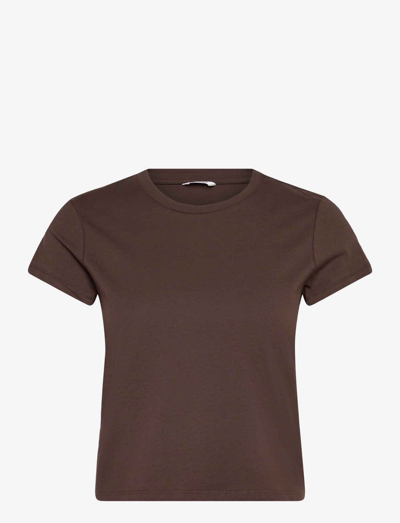 Monki - Regular Fit Mini T-shirt - crop tops - brown dark - 0