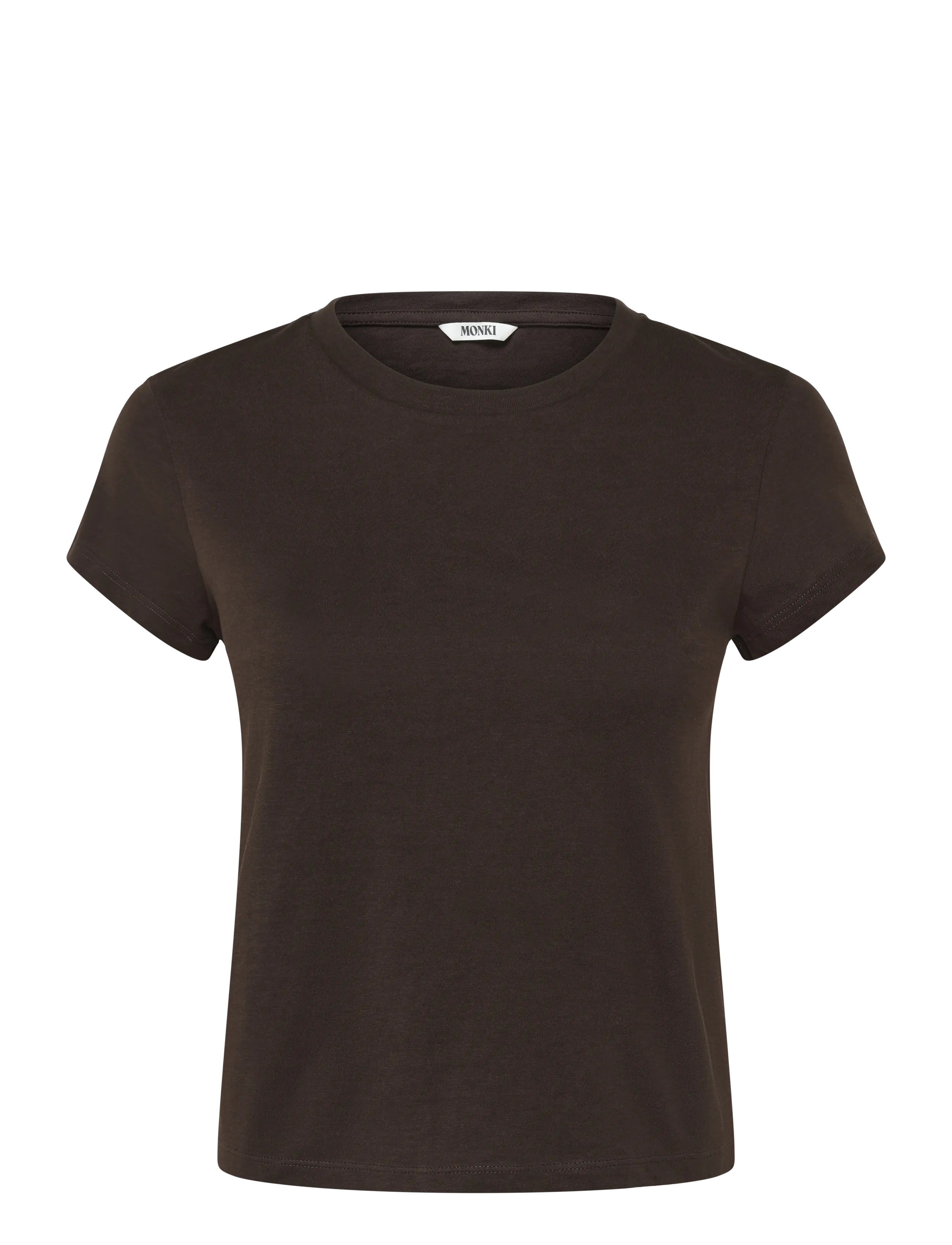 Monki Regular Fit Mini T-shirt - Któtkie bluzki - BROWN DARK / brown