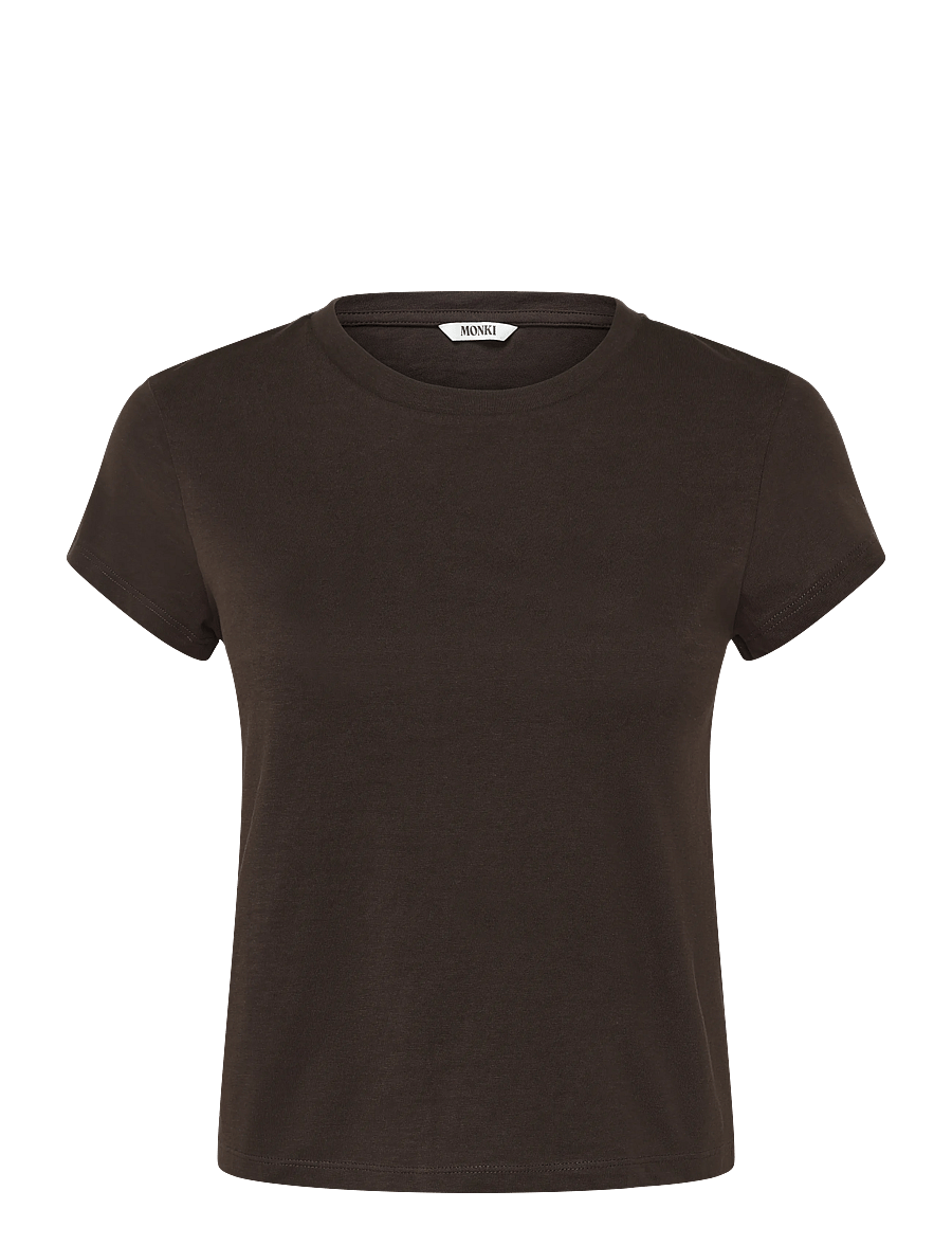 Monki - Regular Fit Mini T-shirt - crop tops - brown dark - 0